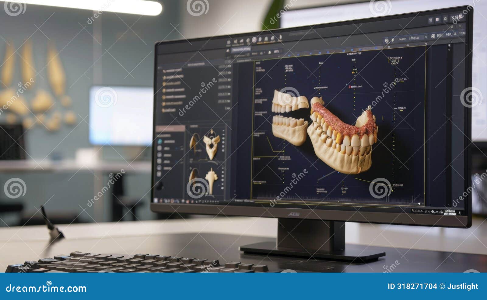 a closeup of the softwares virtual simulation feature allowing for the testing and refinement of implant s before