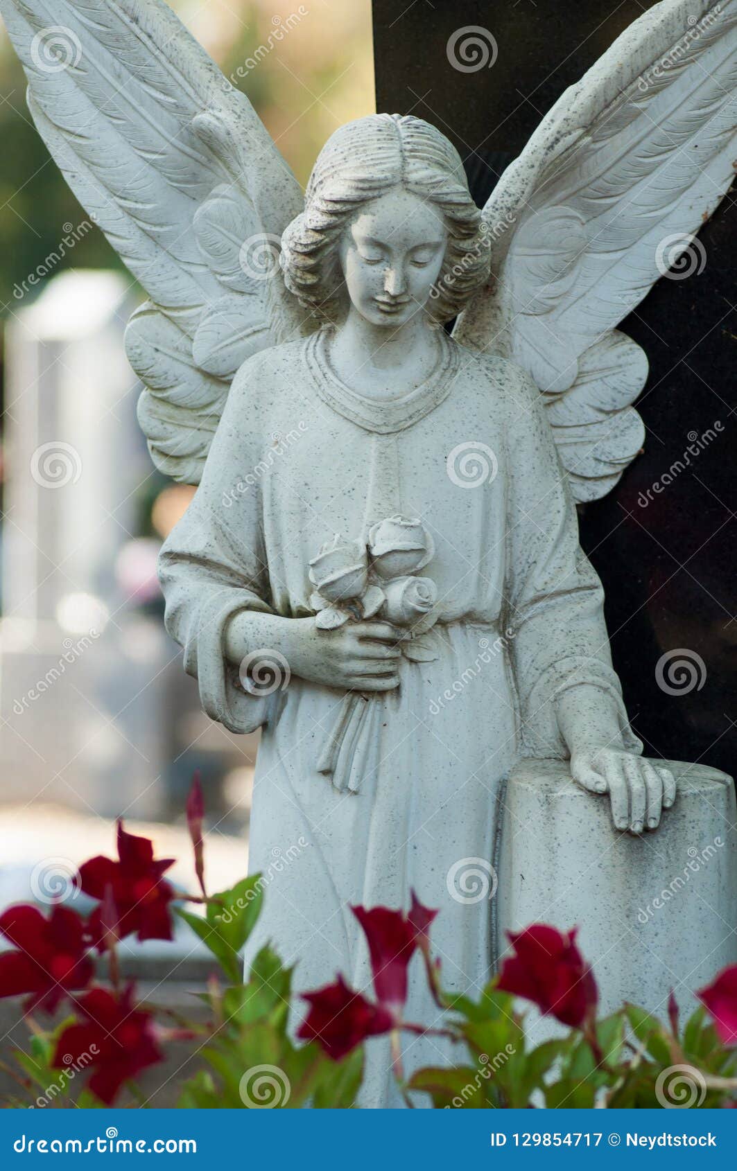 Stoned Angel on Tomb in Cemetery Stock Image Image of heaven