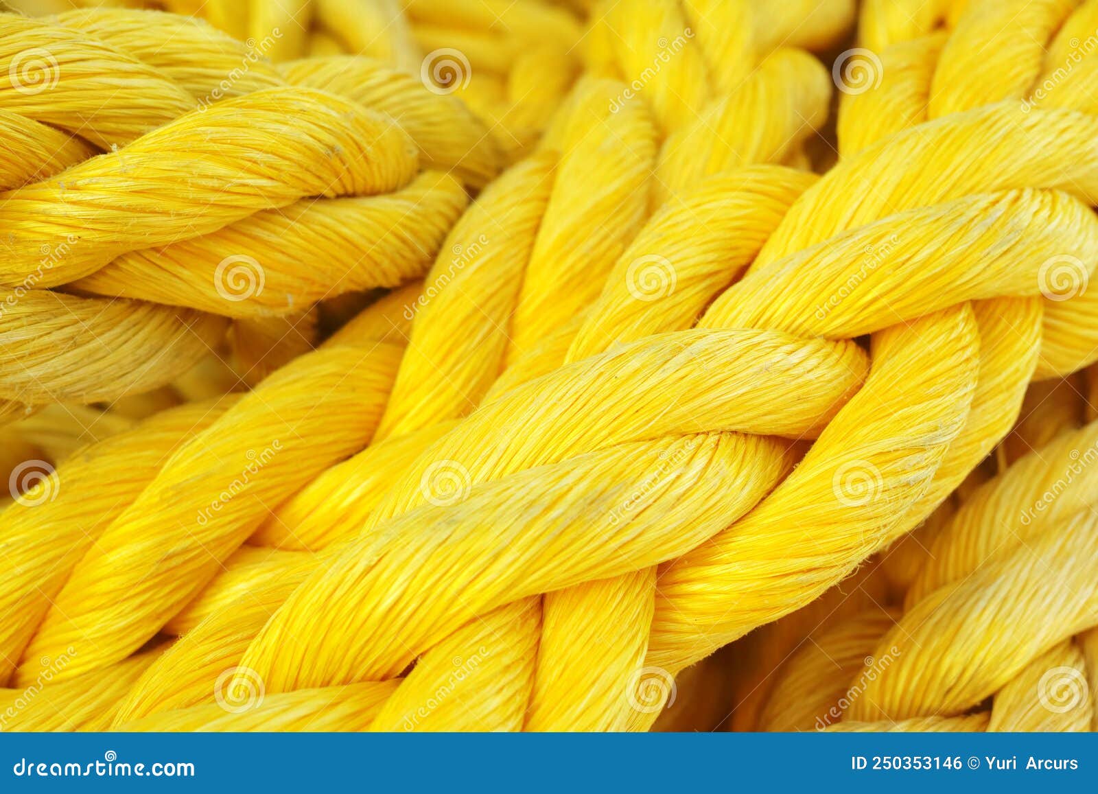 Closeup of a Strong and Colorful Yellow Rope. New Heavy Duty