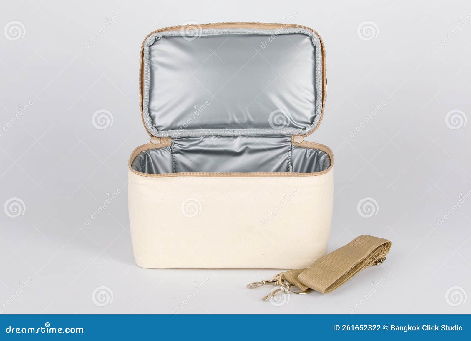 Closeup Studio Shot Opening Showing Inside Compartments of