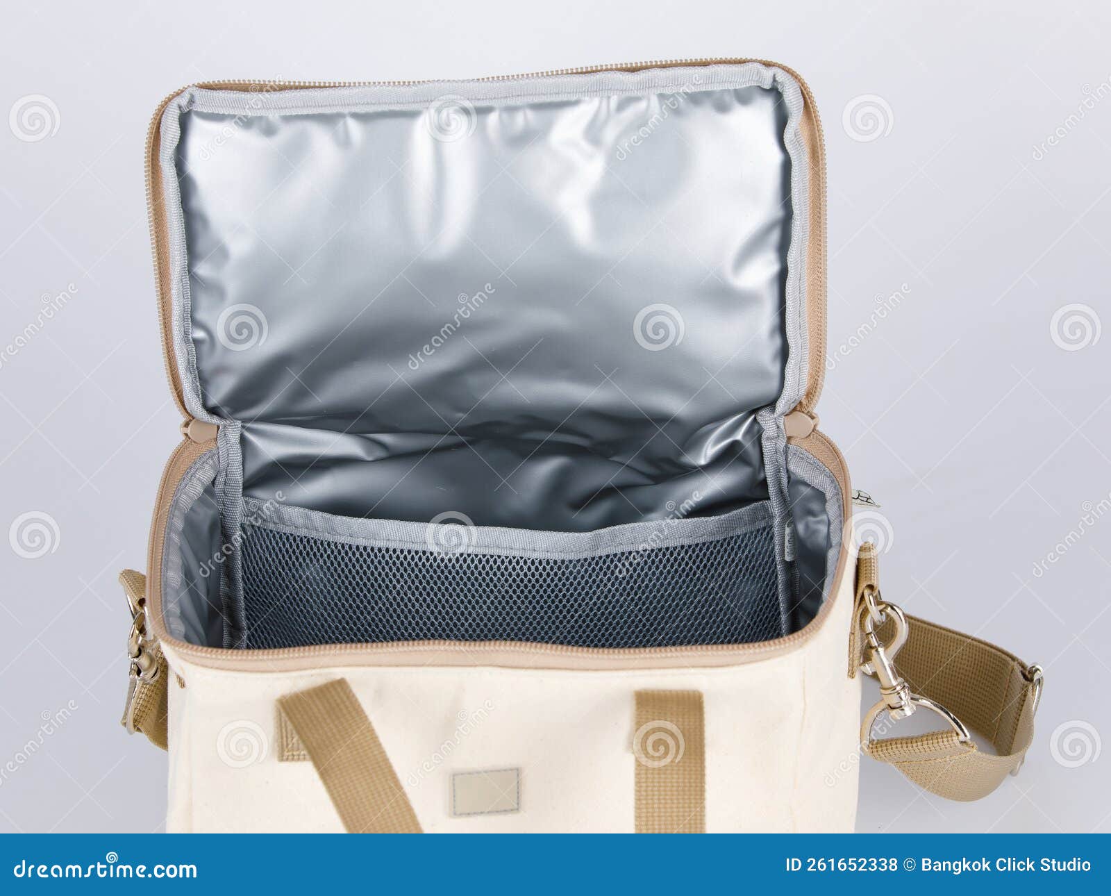 Closeup Studio Shot Opening Showing Inside Compartments of