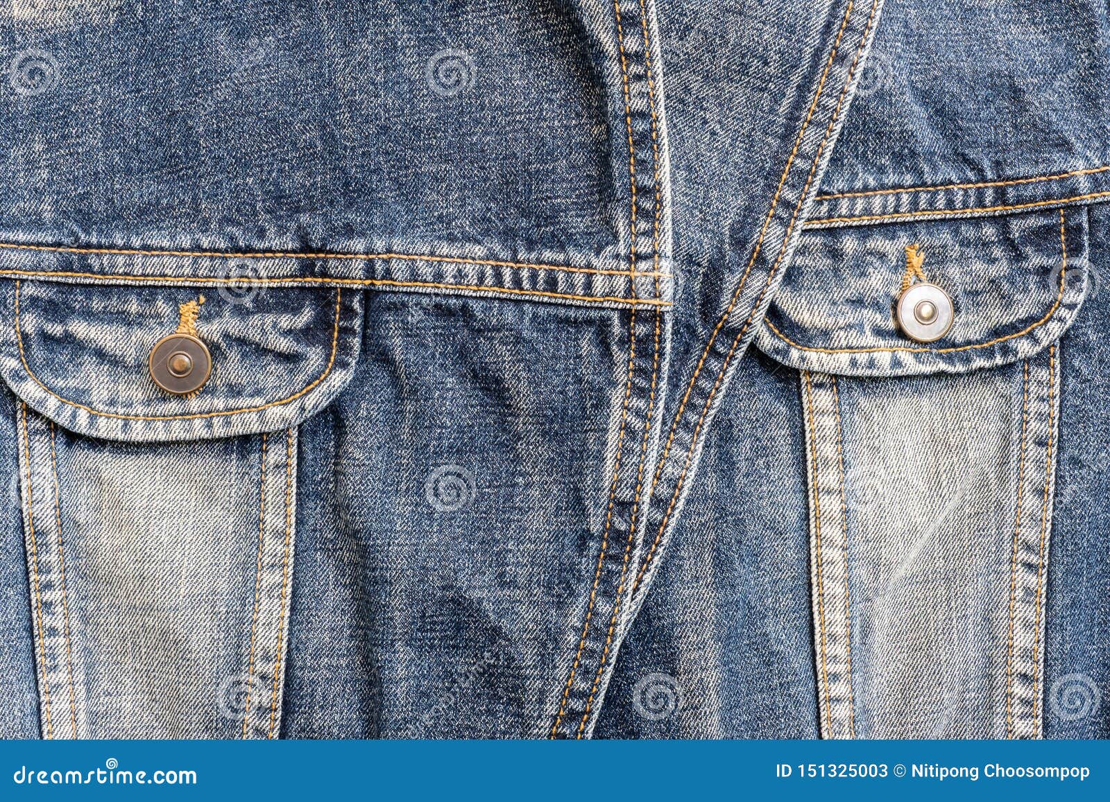 Closeup Surface Old Jean Jacket Textured Background Stock Image - Image ...