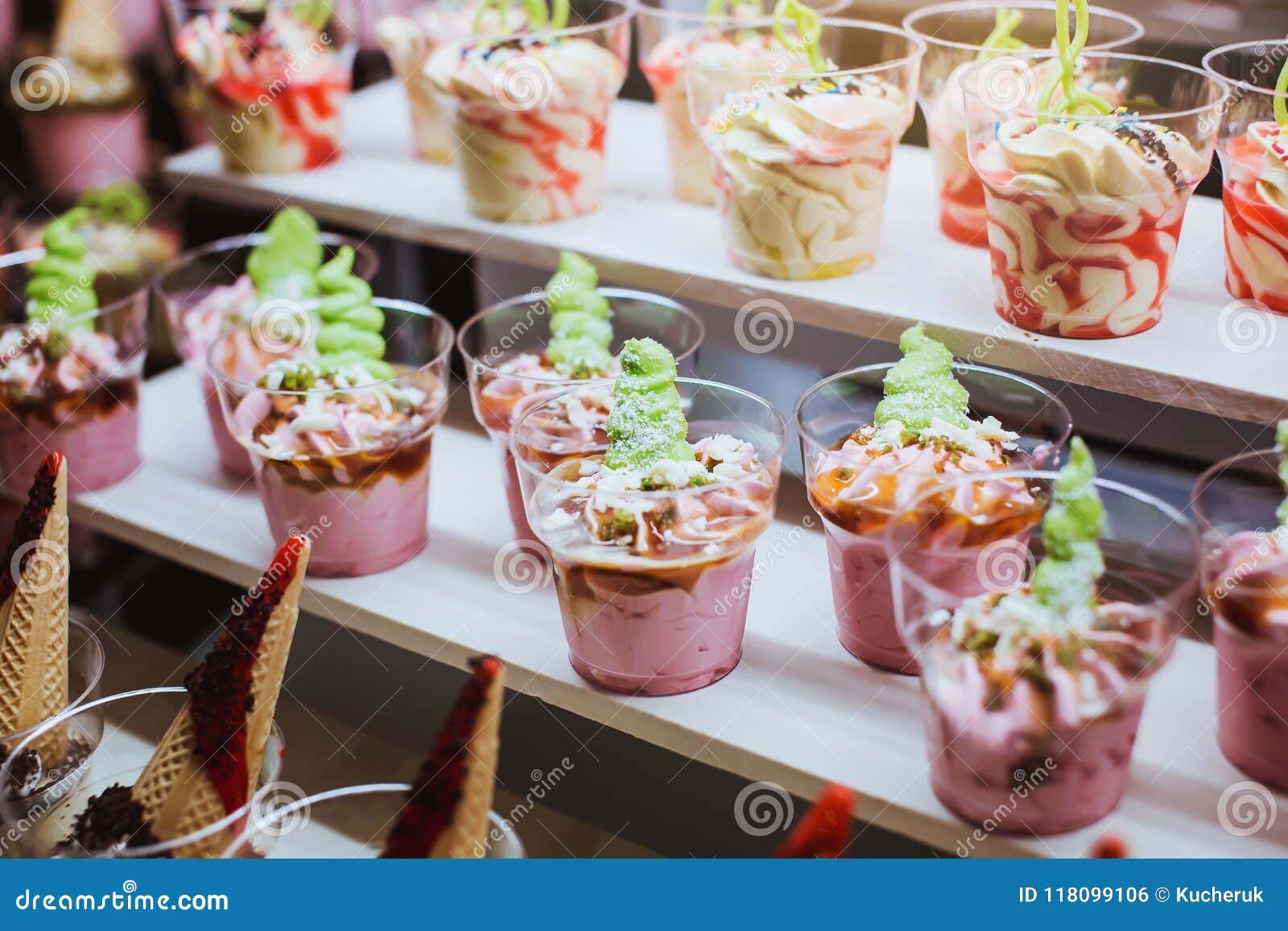 Closeup of Sweet Tasty Dessert on Modern Table Buffet. Tiramisu Dessert ...