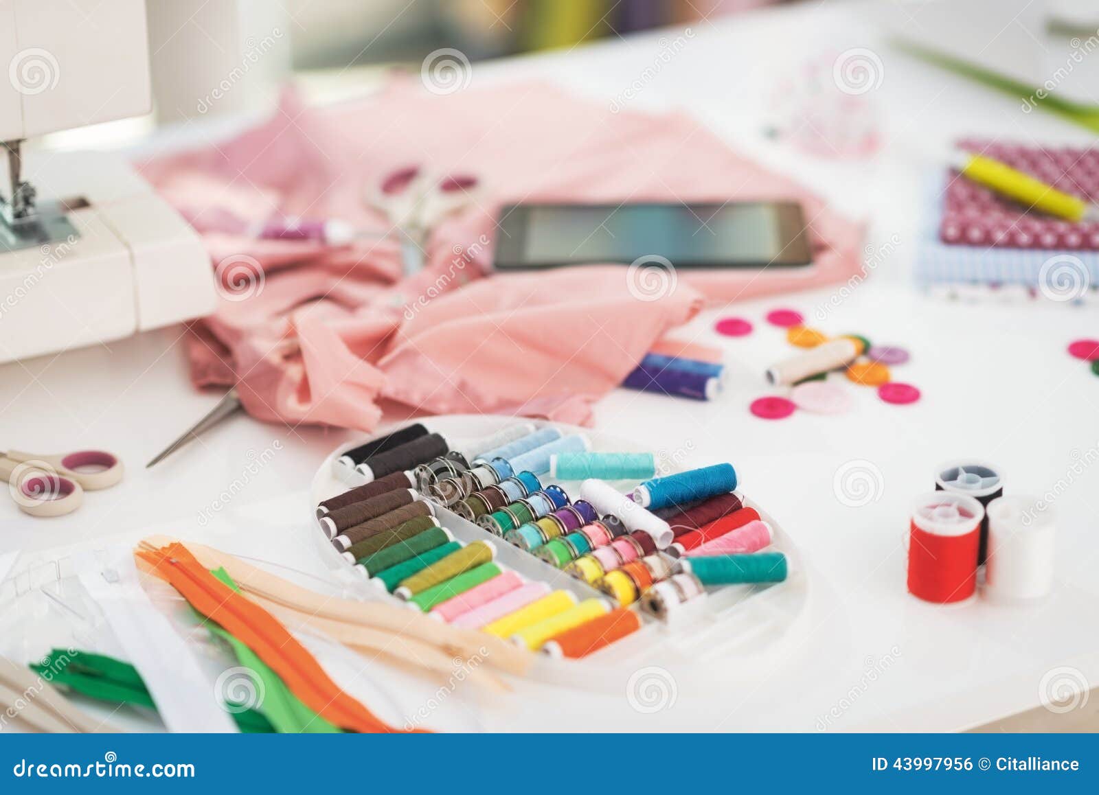 Closeup on Tailor Work Desk Stock Photo Image of needlework