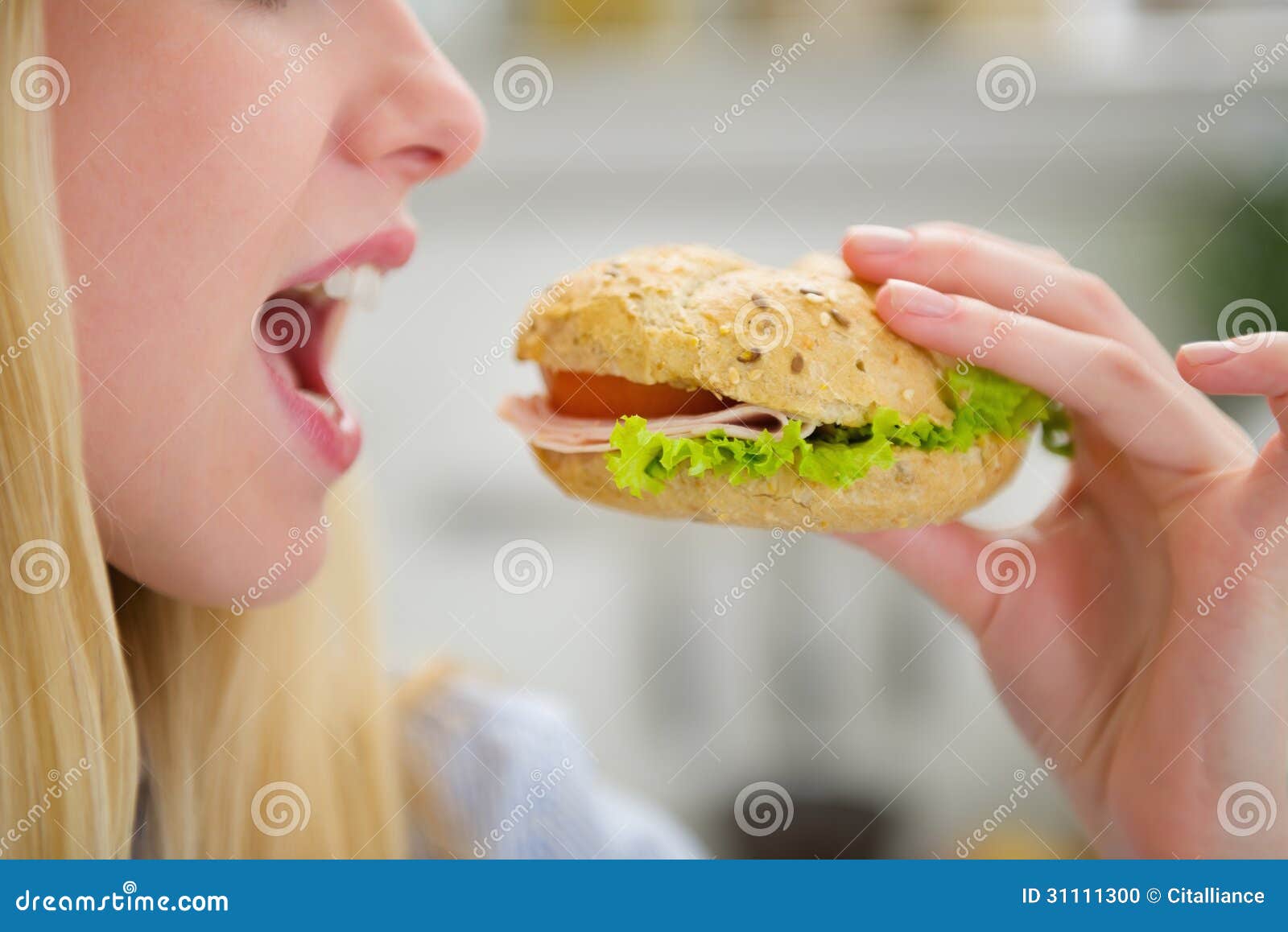 Closeup On Teenager Girl Eating Burger Stock Photo Image Of Food