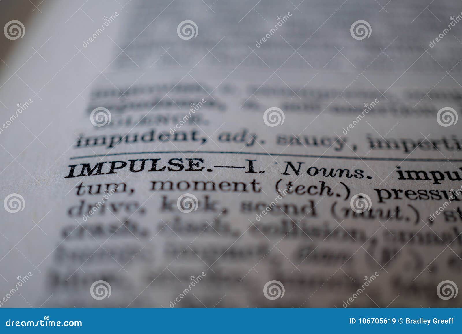 Closeup of the Word Impulse Stock Image Image of paper, black 106705619