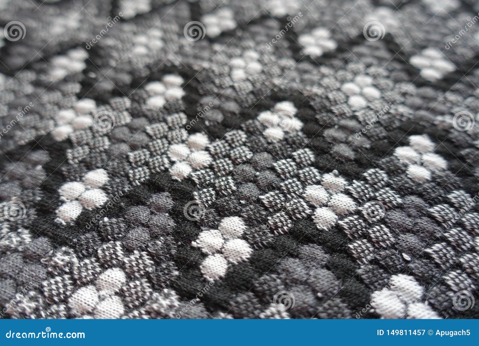 Closeup of Thick Grey Cotton Fabric with Geometric Pattern Stock Image