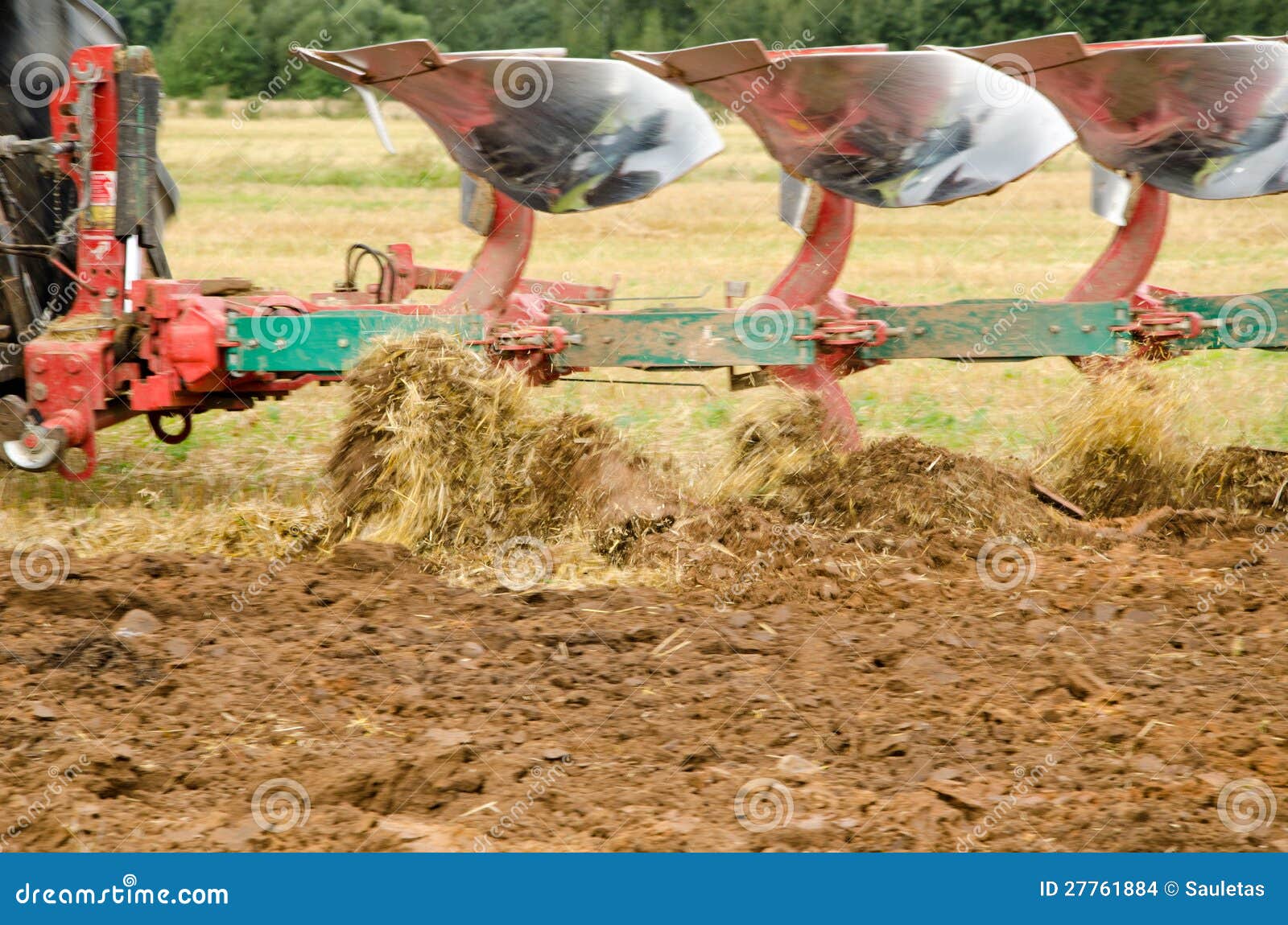 Closeup Tractor Plough Plowing Agricultural Field Stock Images Image