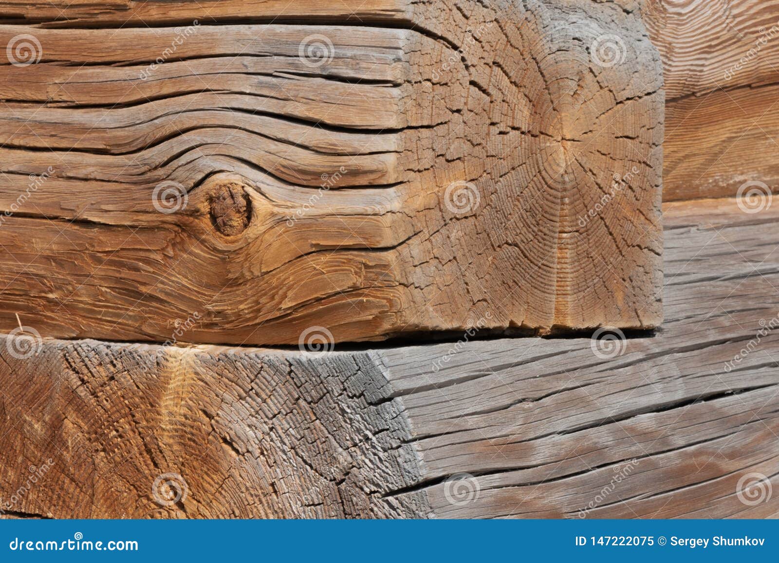 Wooden rounded logs