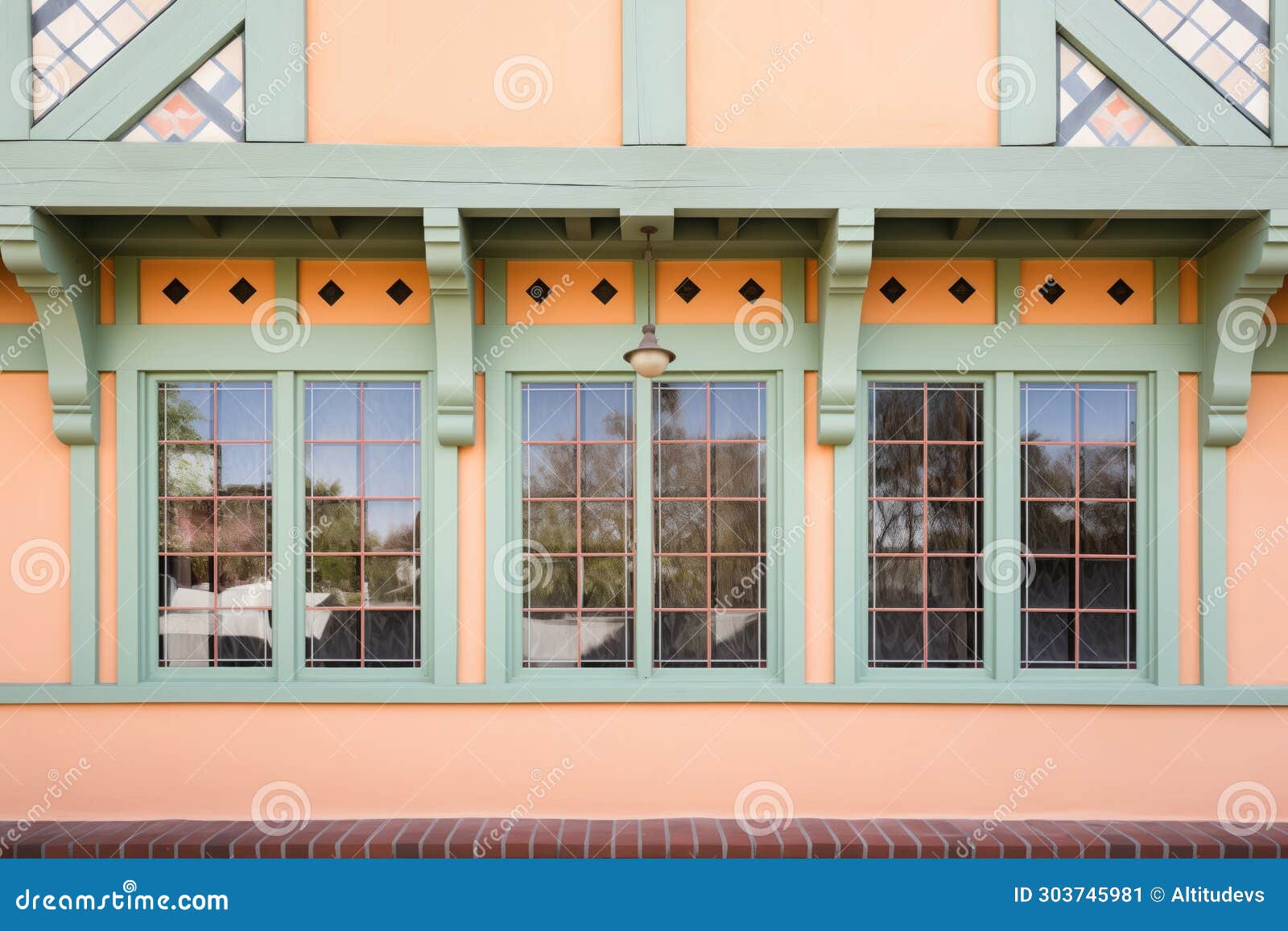 closeup of tudor window patterns and mullions