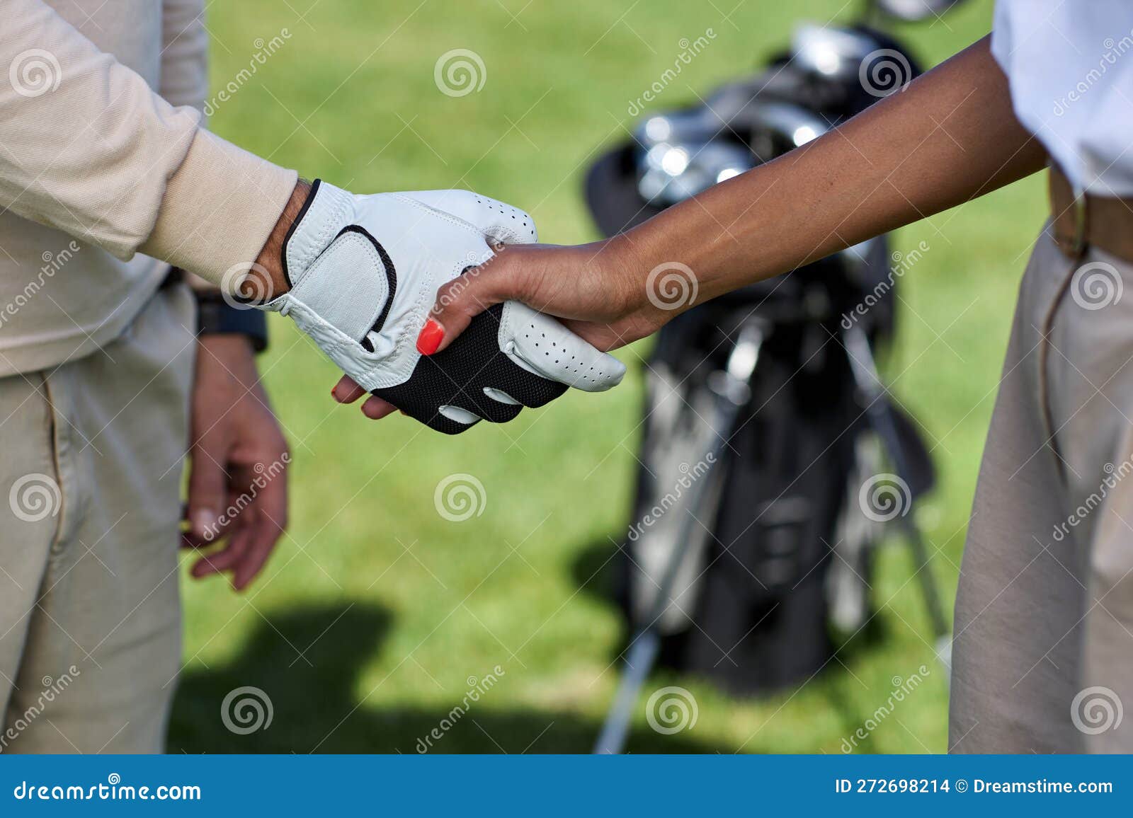 Closeup of Two Golf Players Shaking Hands Stock Photo Image of glove