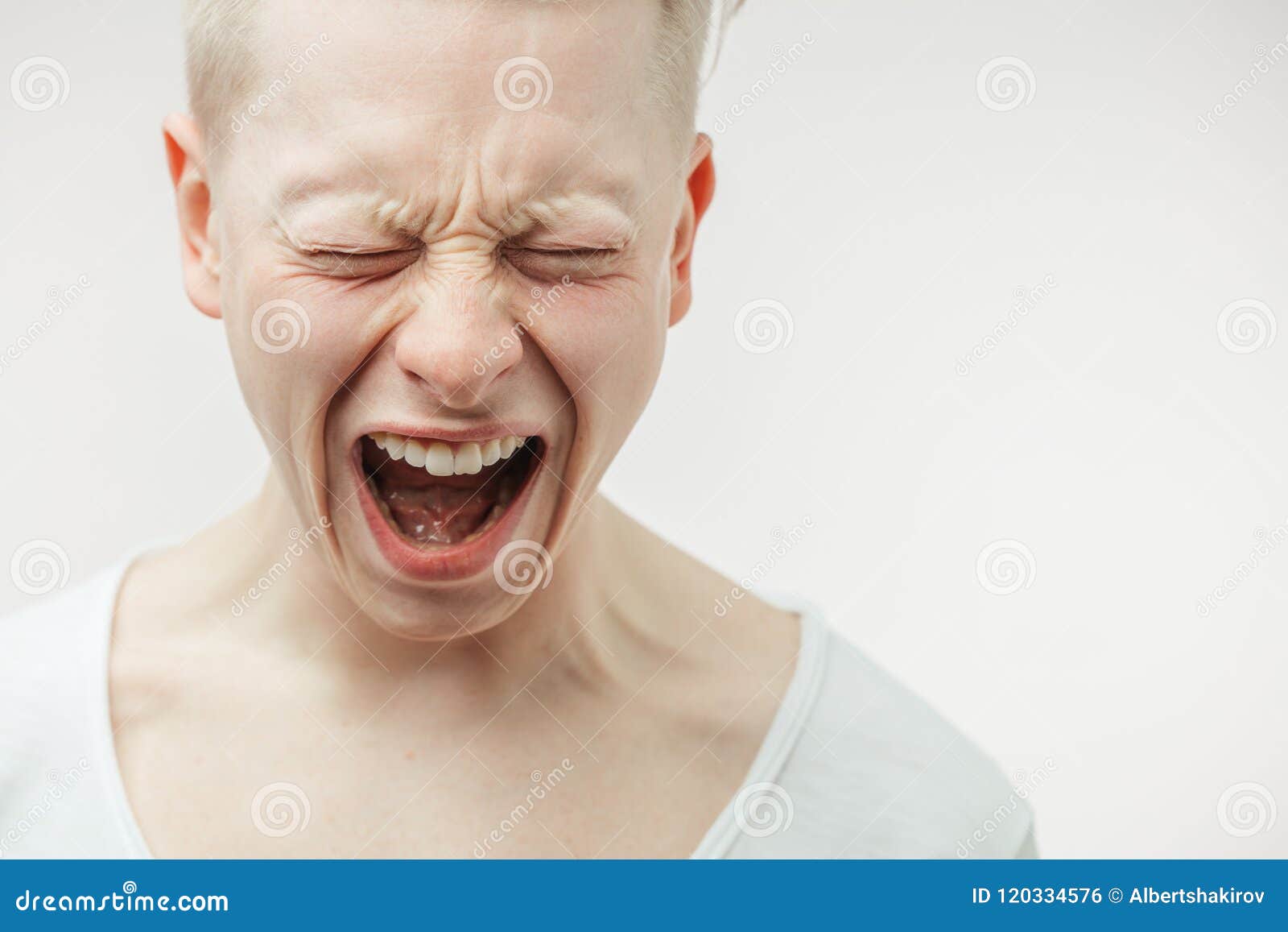 Closeup of Upset Overwhelmed Young Man Screaming from Despair and ...