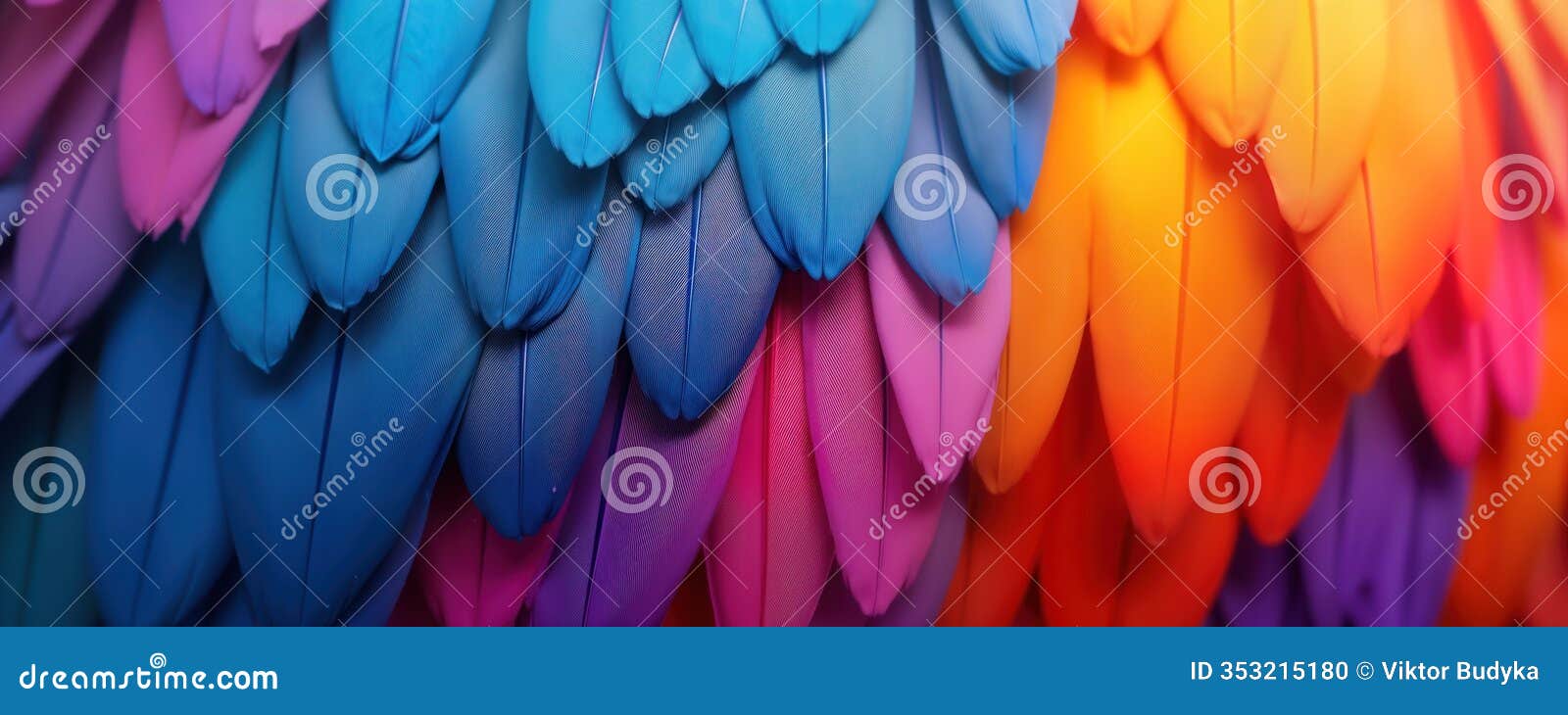 closeup vibrant colorful bird feathers. colorful plumage texture background. avian art display. feathers many colored, soft.