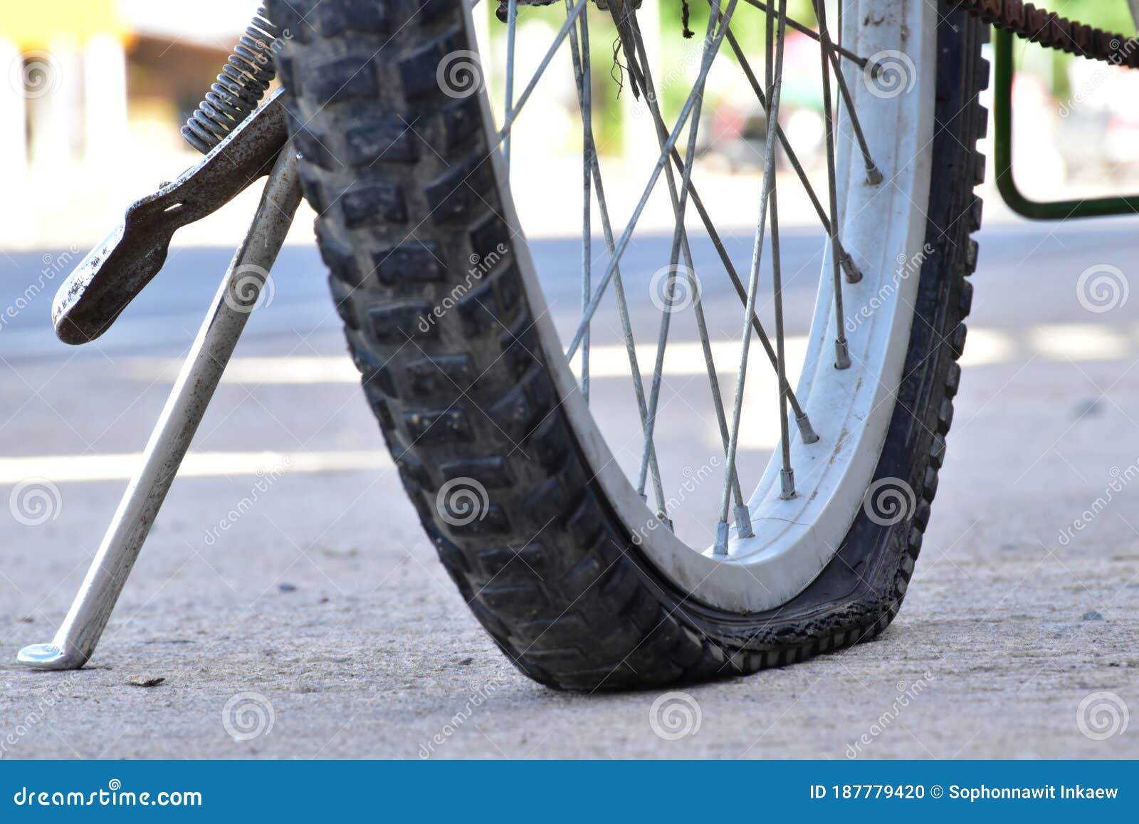 Bicycle flat tires stock photo. Image of modern, spoke 187779420