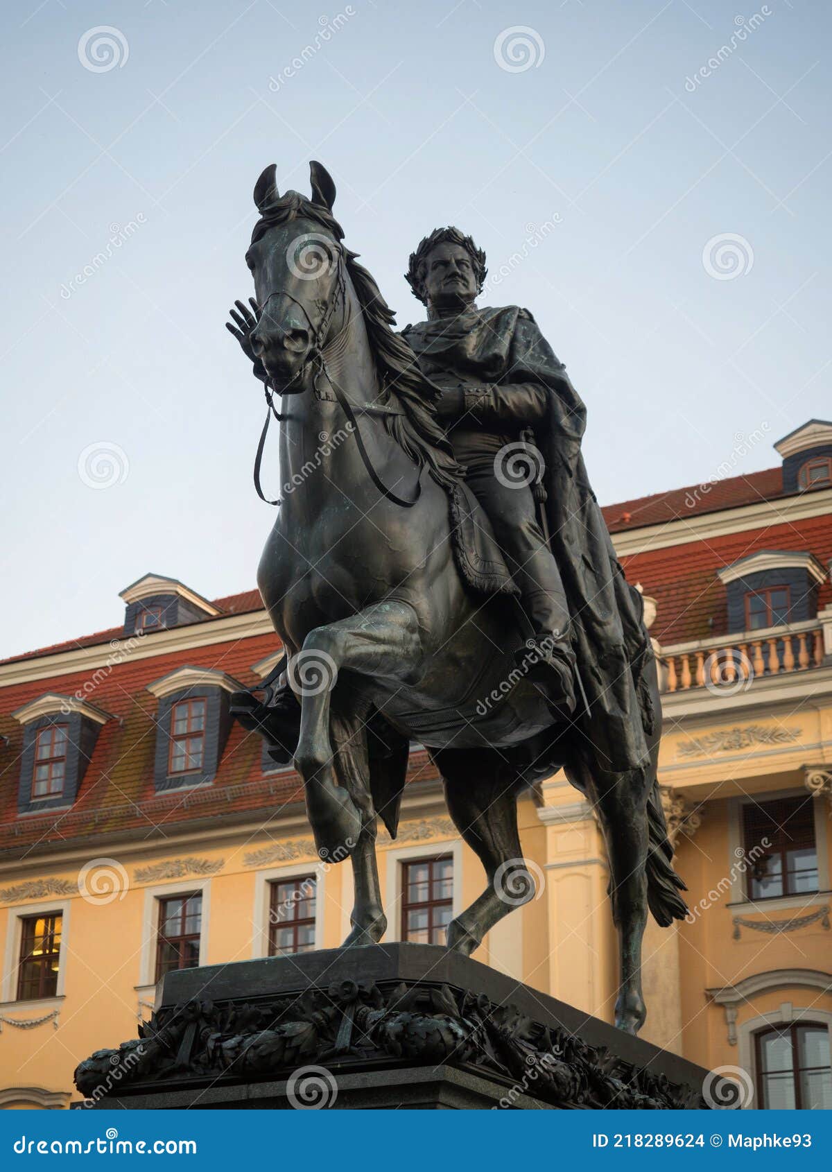 closeup view of carl august monument equestrian statue sculpture on democracy square in weimar thuringia germany europe