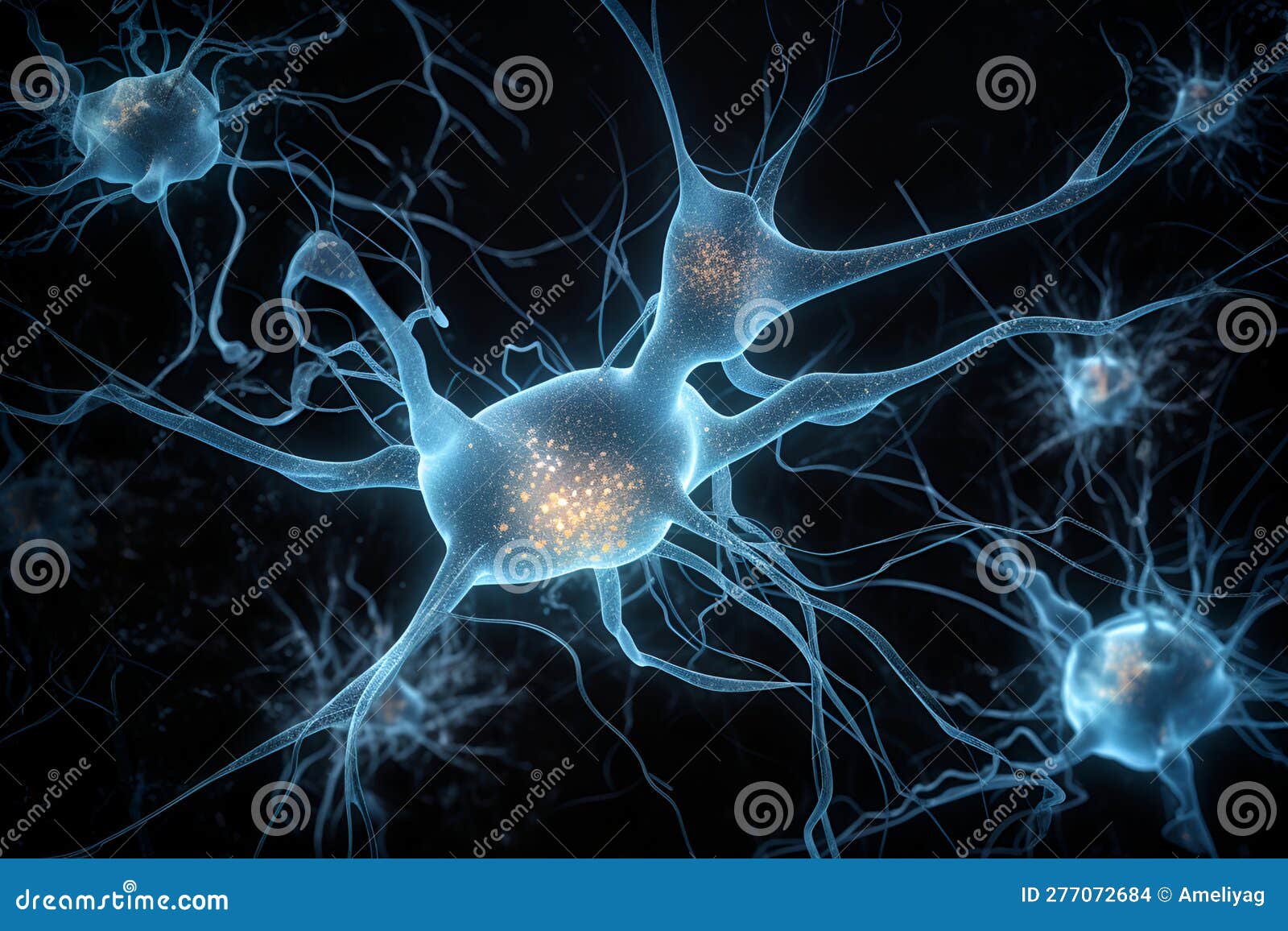 Closeup View of Human Neurons in Brain and Neuron Connections in 3d ...