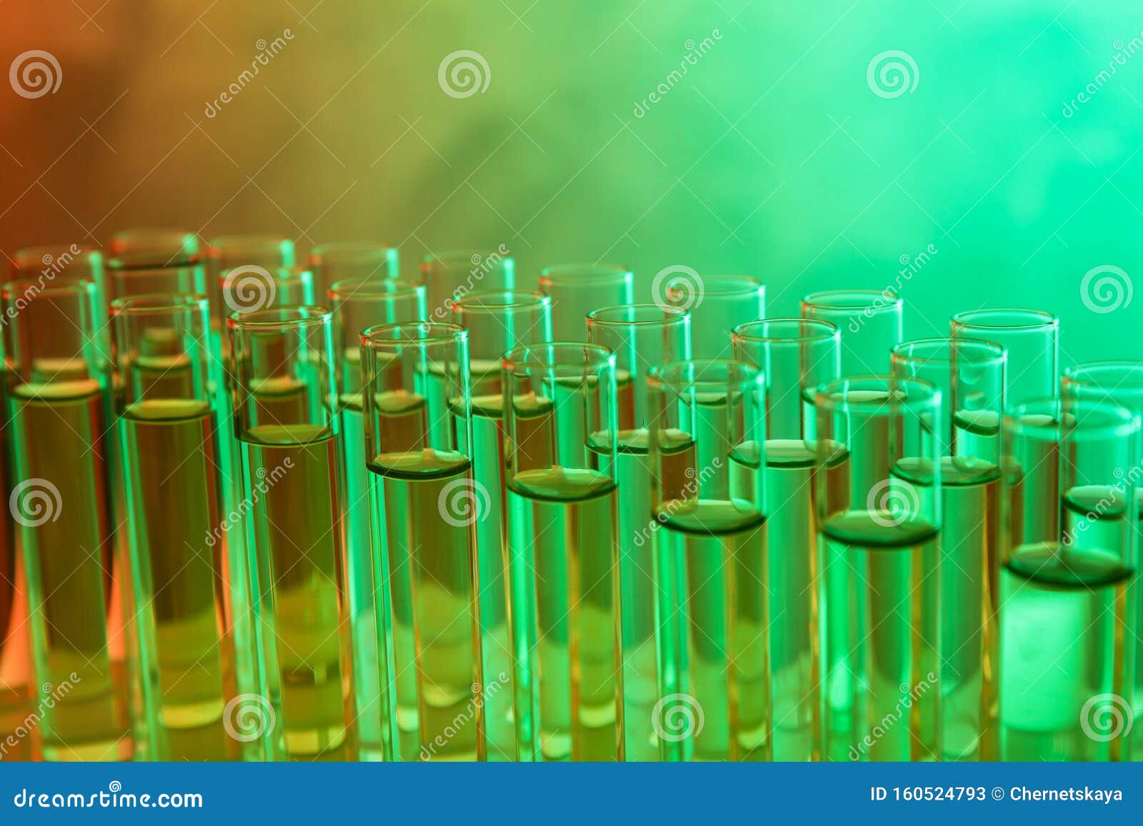 Closeup View of Many Test Tubes with Liquid Stock Image Image of