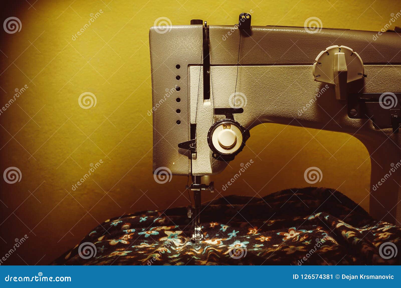 Sewing Machine on Table stock image. Image of industrial 126574381