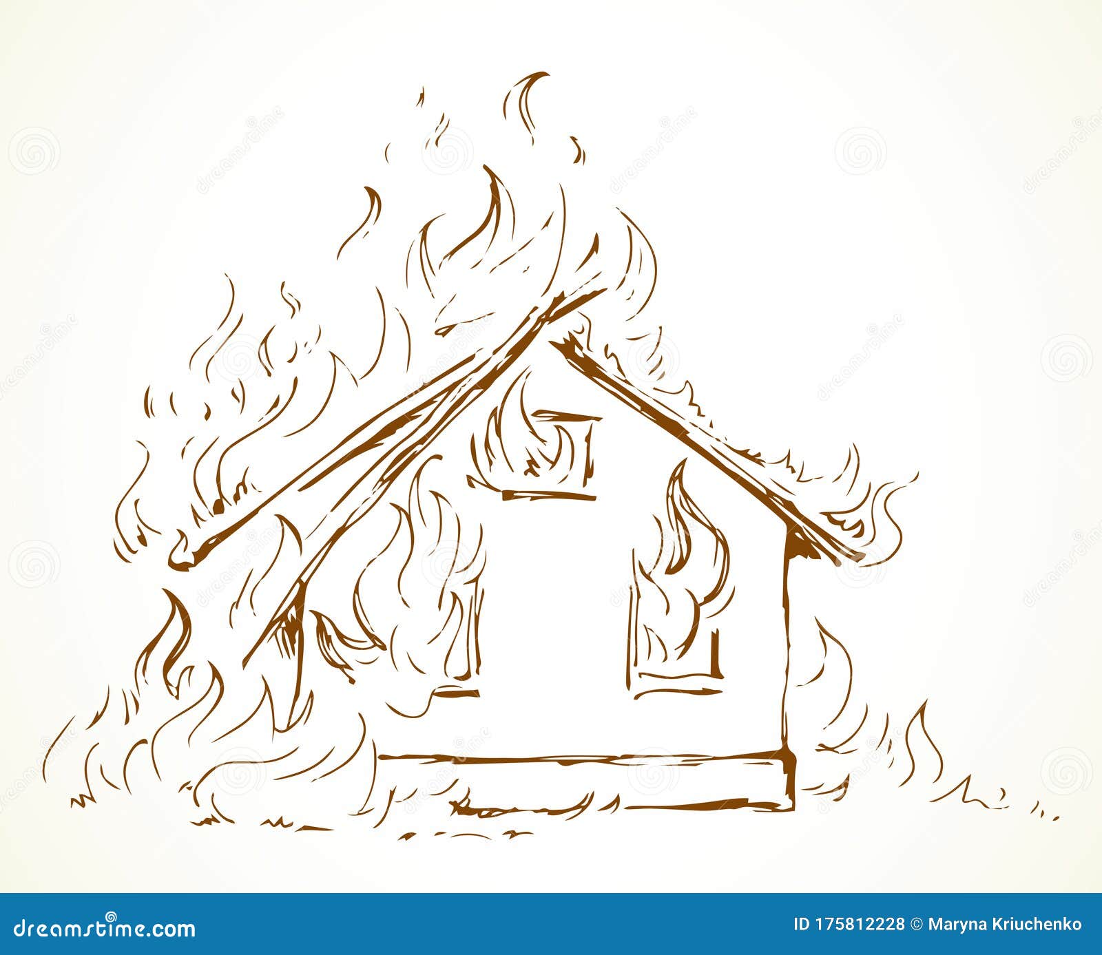 burning building drawing