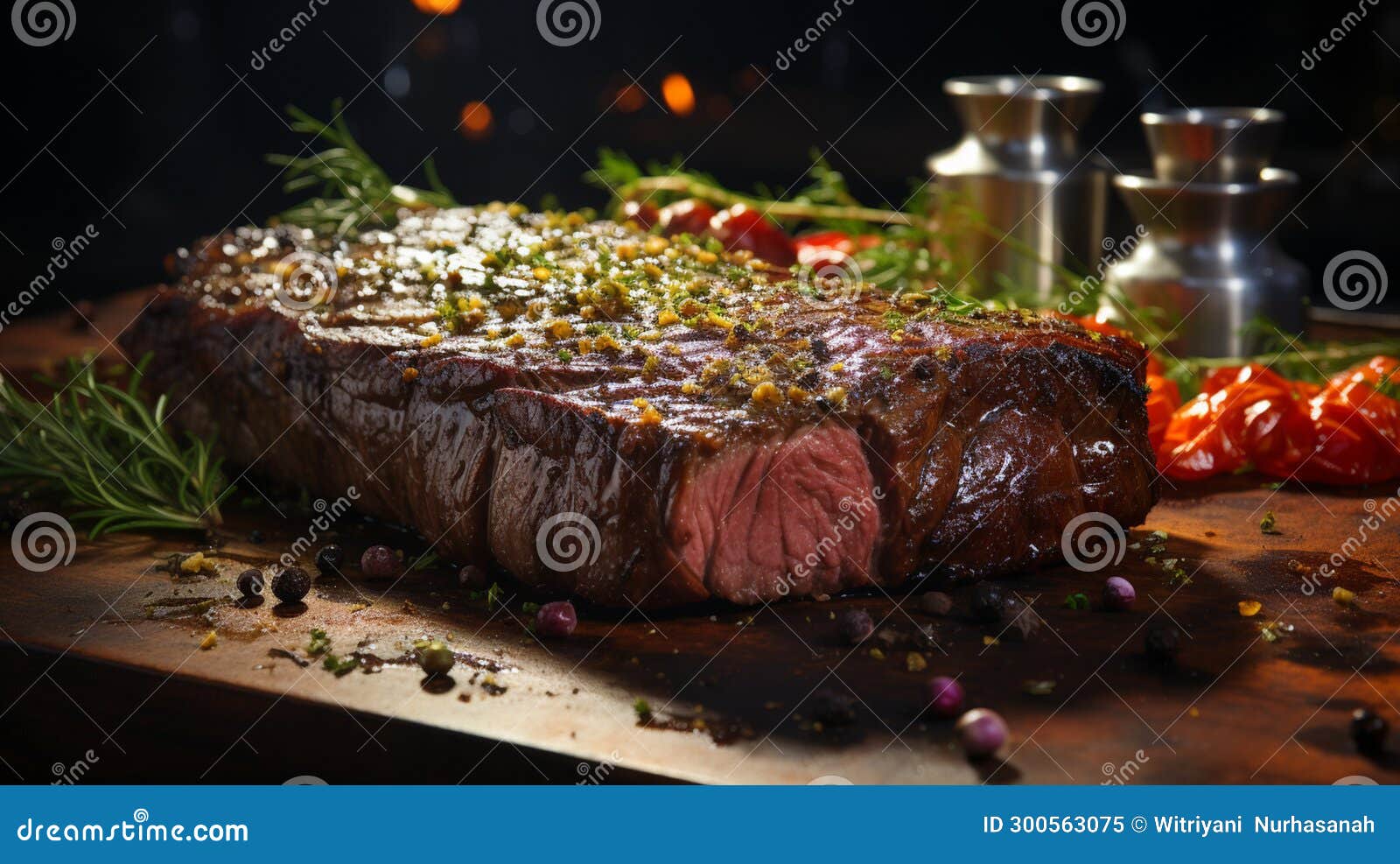 Closeup View of Roasted Beef Brisket Flat Steak on a Plate. Generative