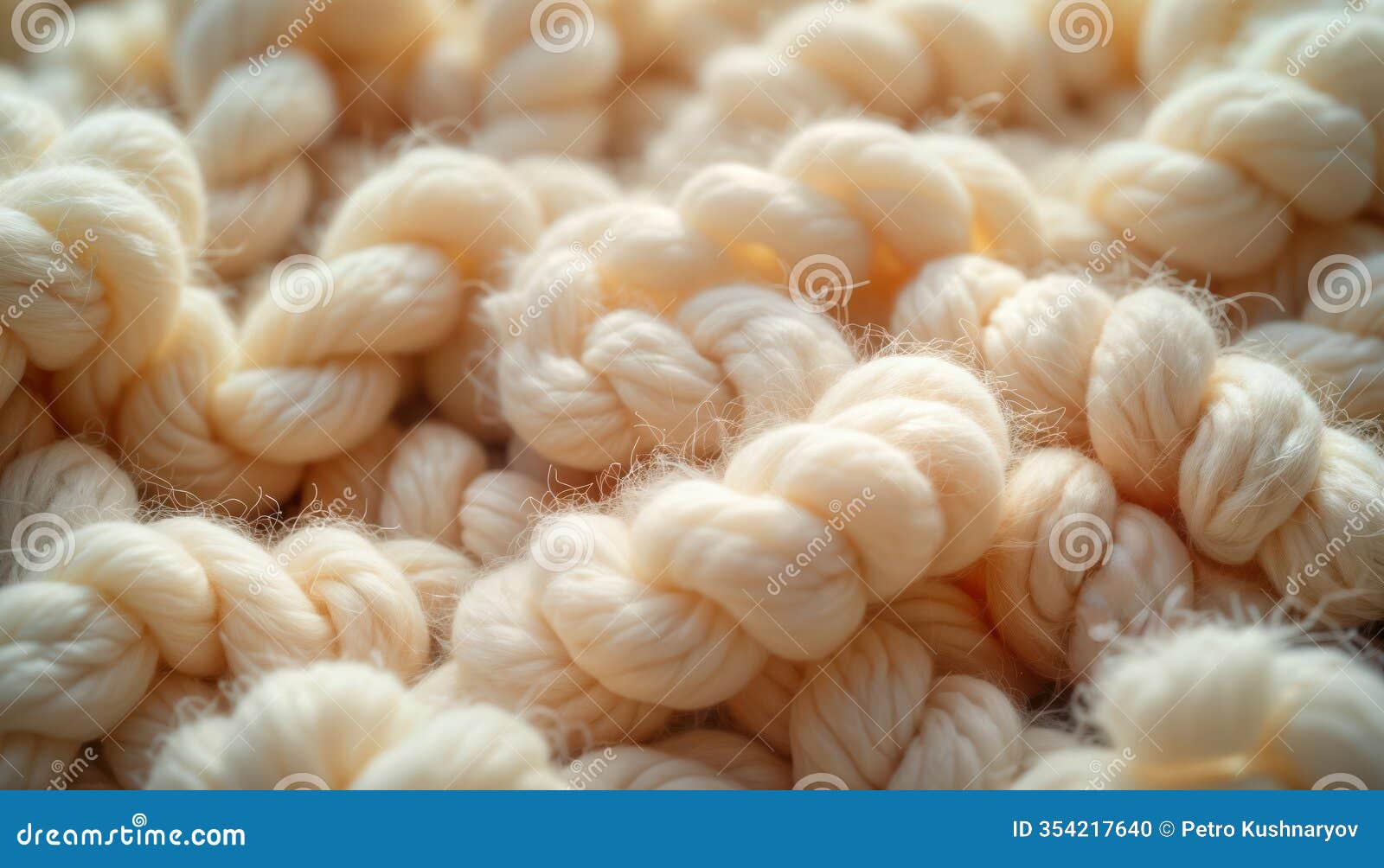 closeup view of soft cream-toned wool fibers. create cozy, textured material. perfect for crafts like knitting weaving. fibers