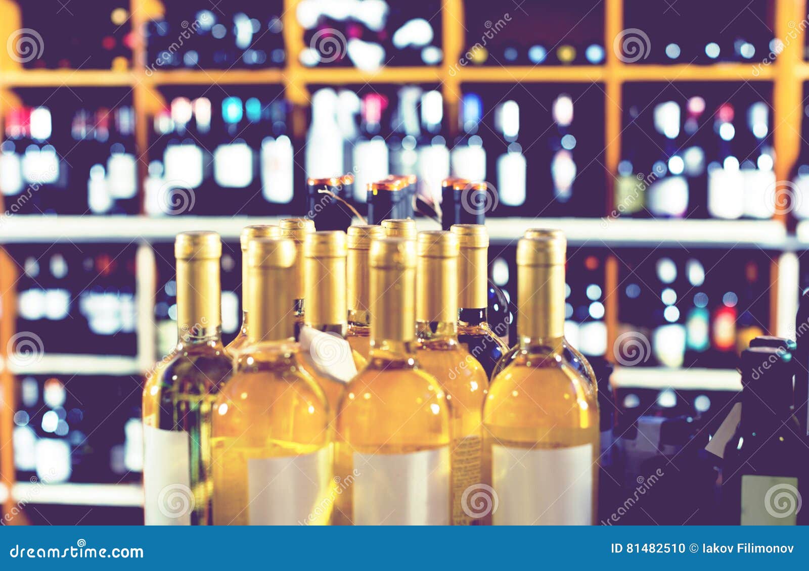 Closeup View on Various Alcohol Beverage Bottles Stock Photo Image of
