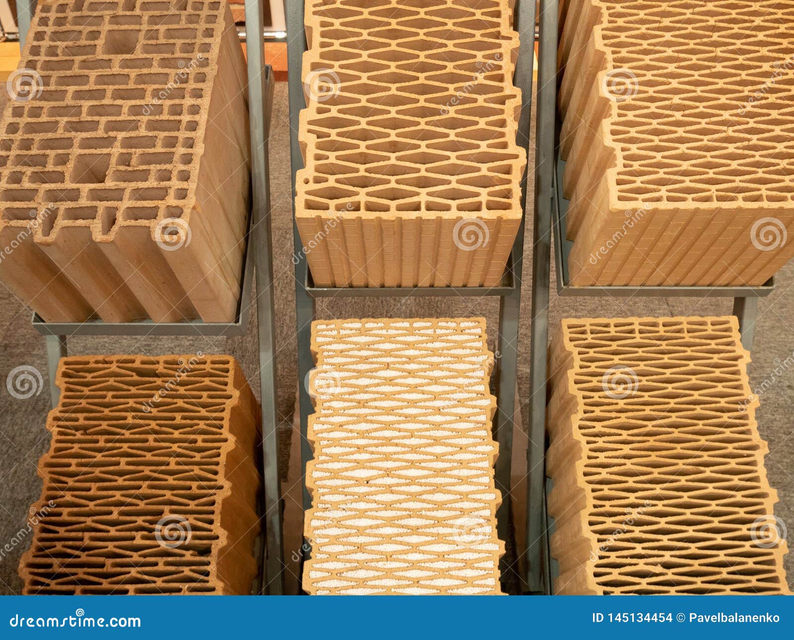 Closeup View On Various Types Of Building Hollow Red ...