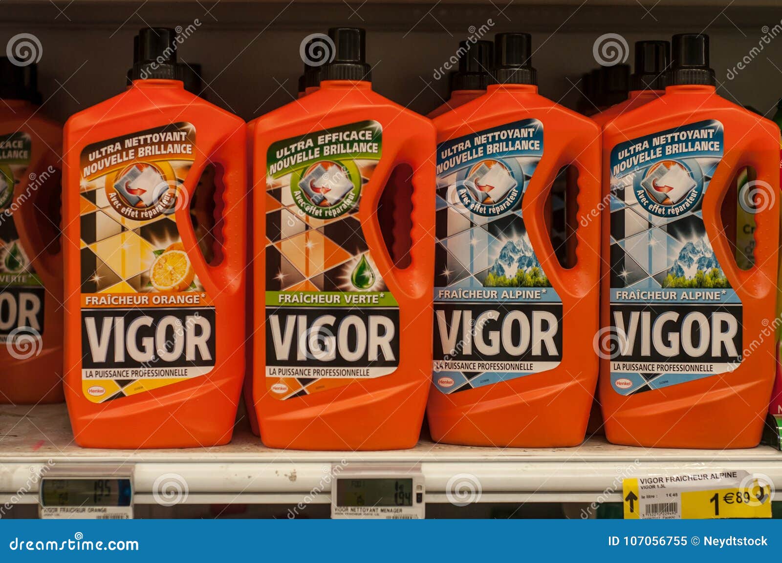 Closeup of Vigor Industrial Floor Detergent Bottles , the French Brand in  Cora Supermarket Editorial Image - Image of cora, household: 107056755