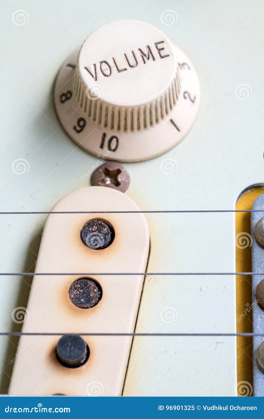 Closeup of Vintage Electric Guitar Volume Knobs Stock Image Image of