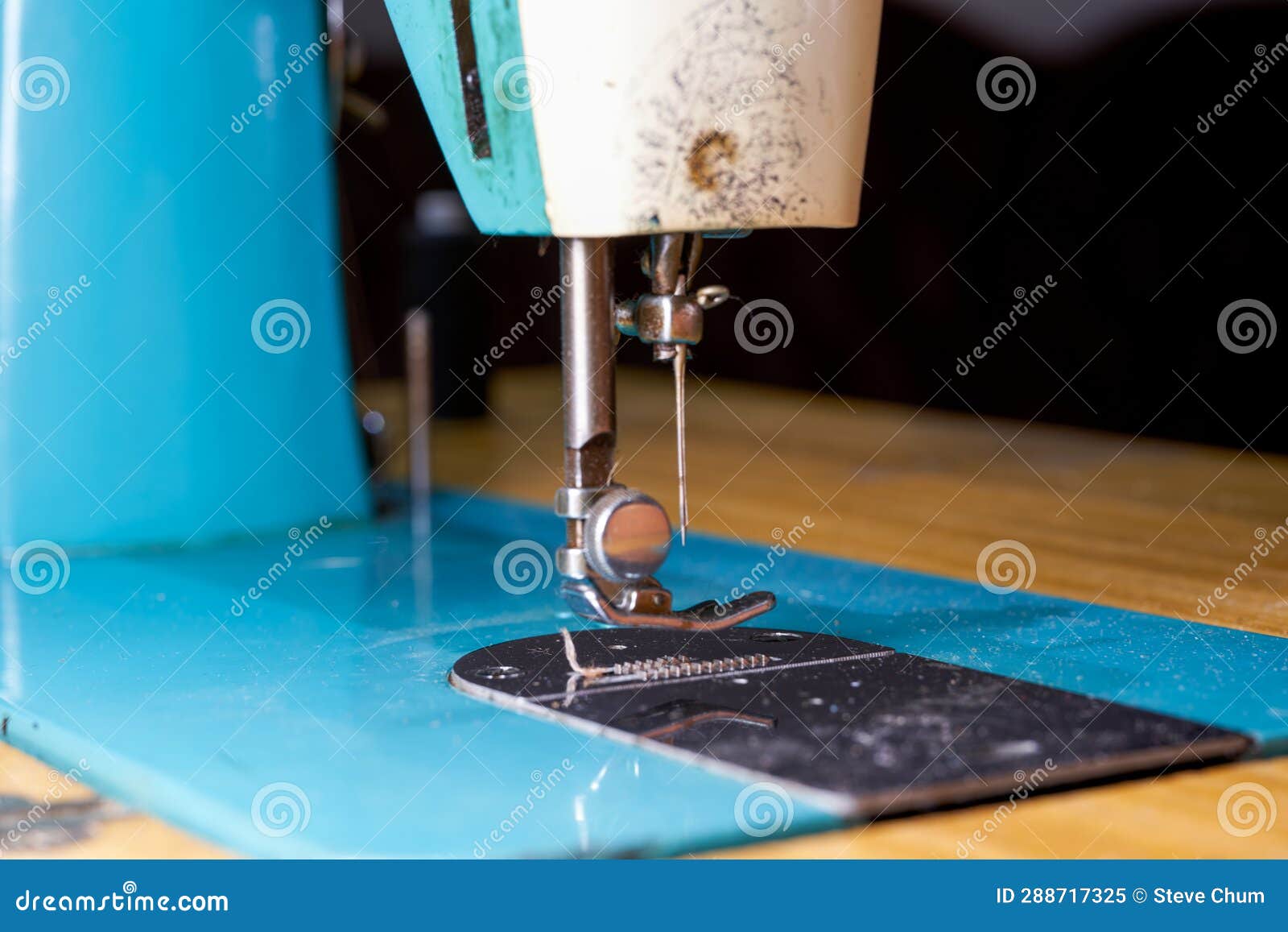 Closeup of a Vintage Traditional Home Sewing Machine Stock Image