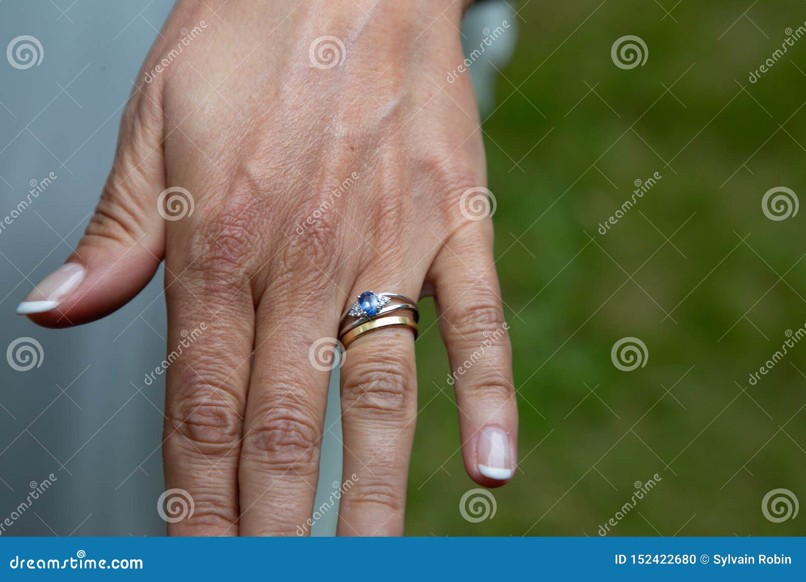 Closeup Wedding Ring Hand Bridal Bride Outdoors Stock Photo Image of
