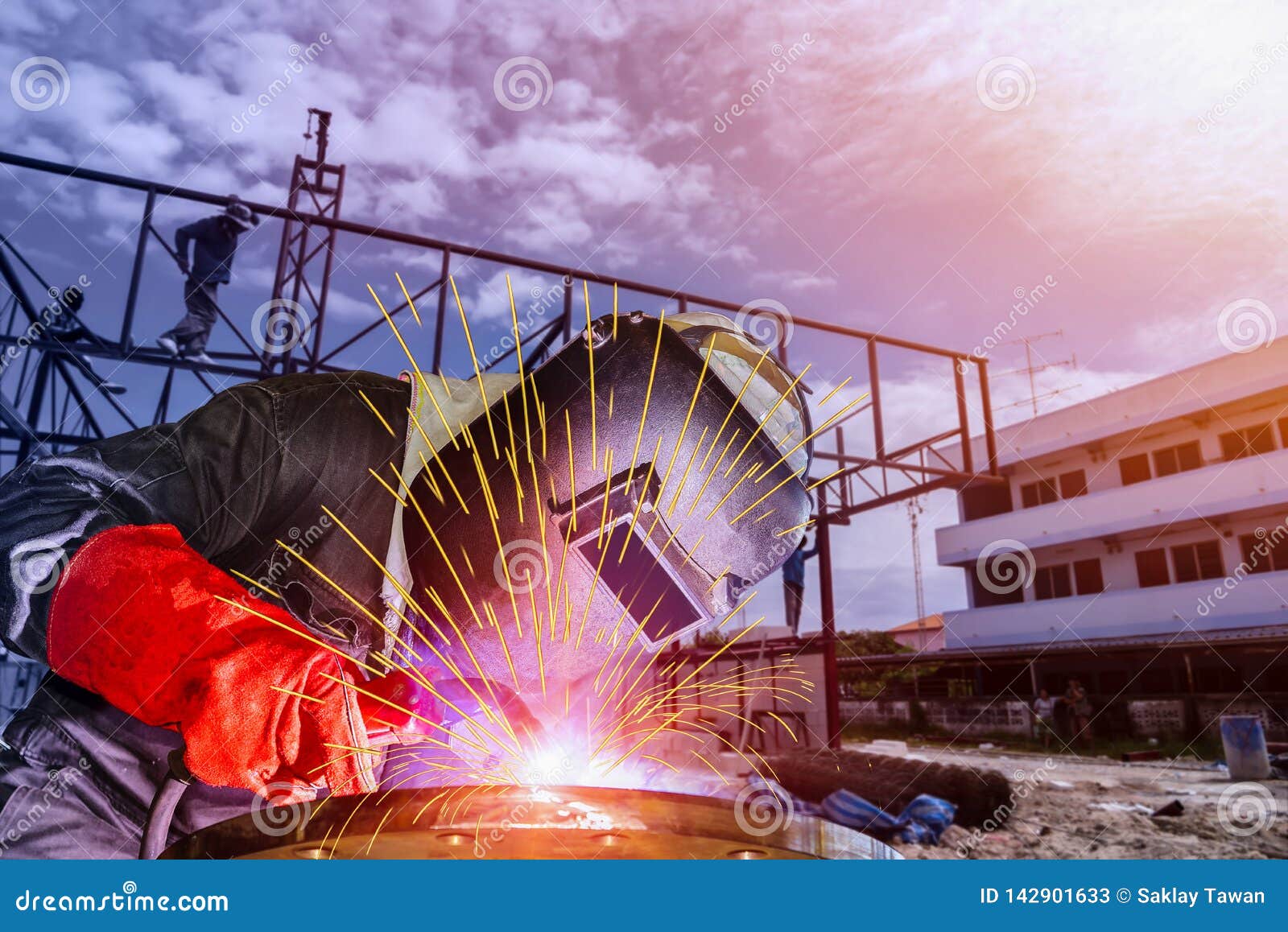 Closeup Welding in Construction Site Stock Image Image of mask