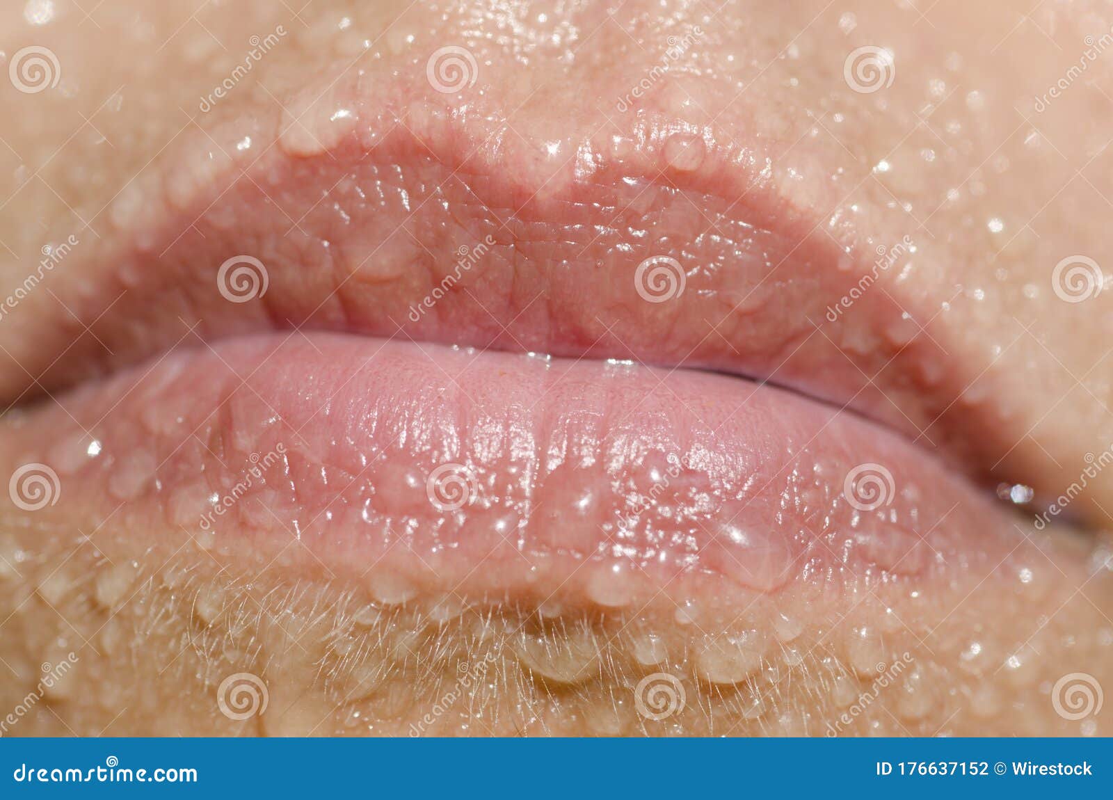 Closeup Of Wet Lips Under The Lights Hygiene Conce