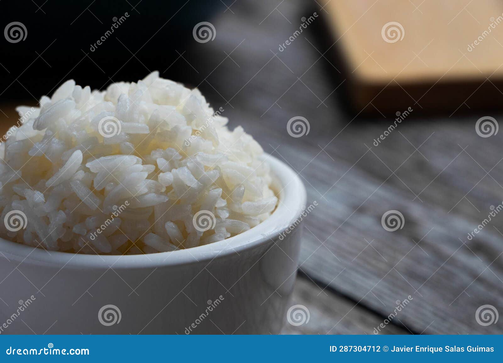 closeup of a white bowl with rice