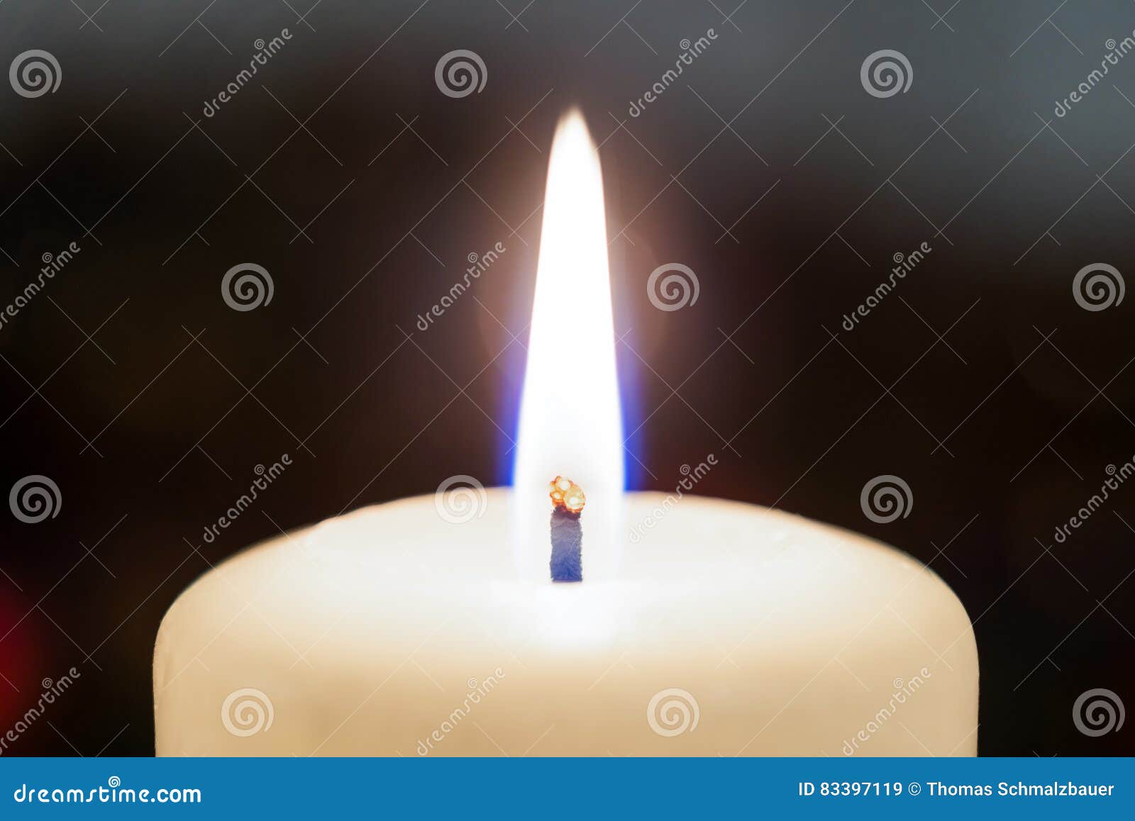 Closeup of a White Burning Candle Stock Image Image of dark, heat