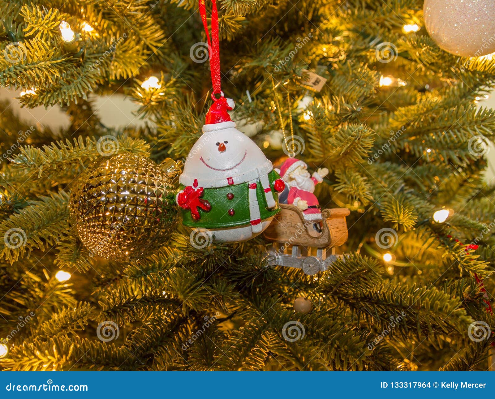 Closeup of White Christmas Snowman with White and Silver Sparkles ...