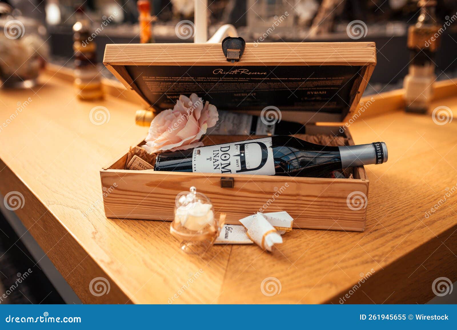 Closeup of Wine in Wooden Box Editorial Image Image of glass, bottle