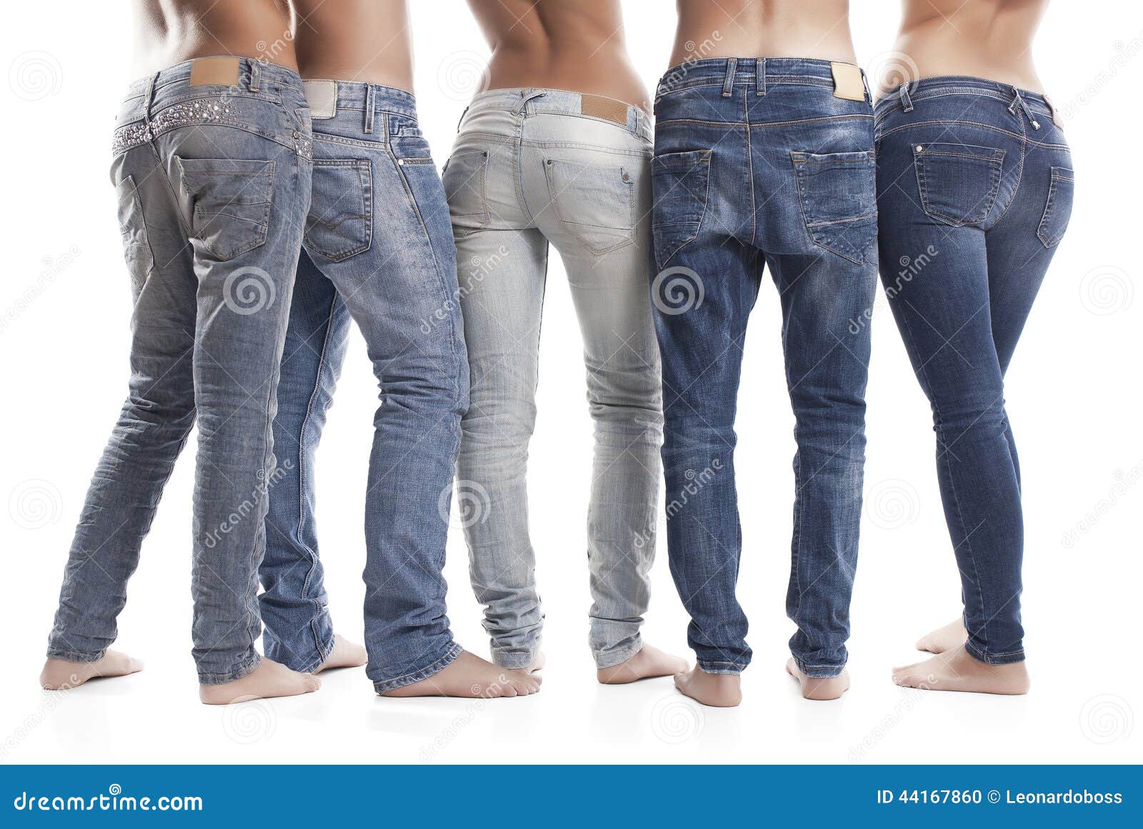 Closeup of Woman and Man Wearing Blue Jeans Stock Photo - Image of rear ...