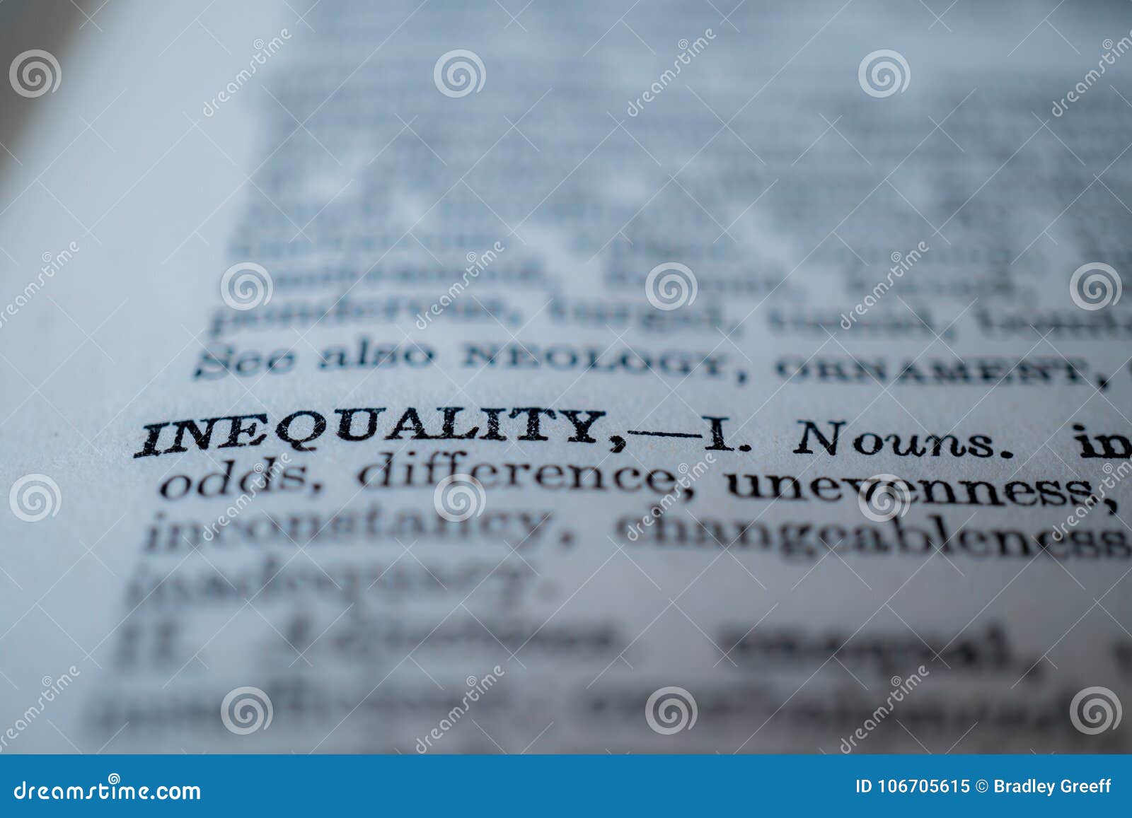 Closeup of the Word Inequality Stock Image Image of equality