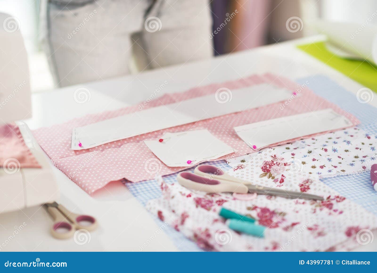 Closeup on Working Desk of Tailor Woman Stock Image Image of office