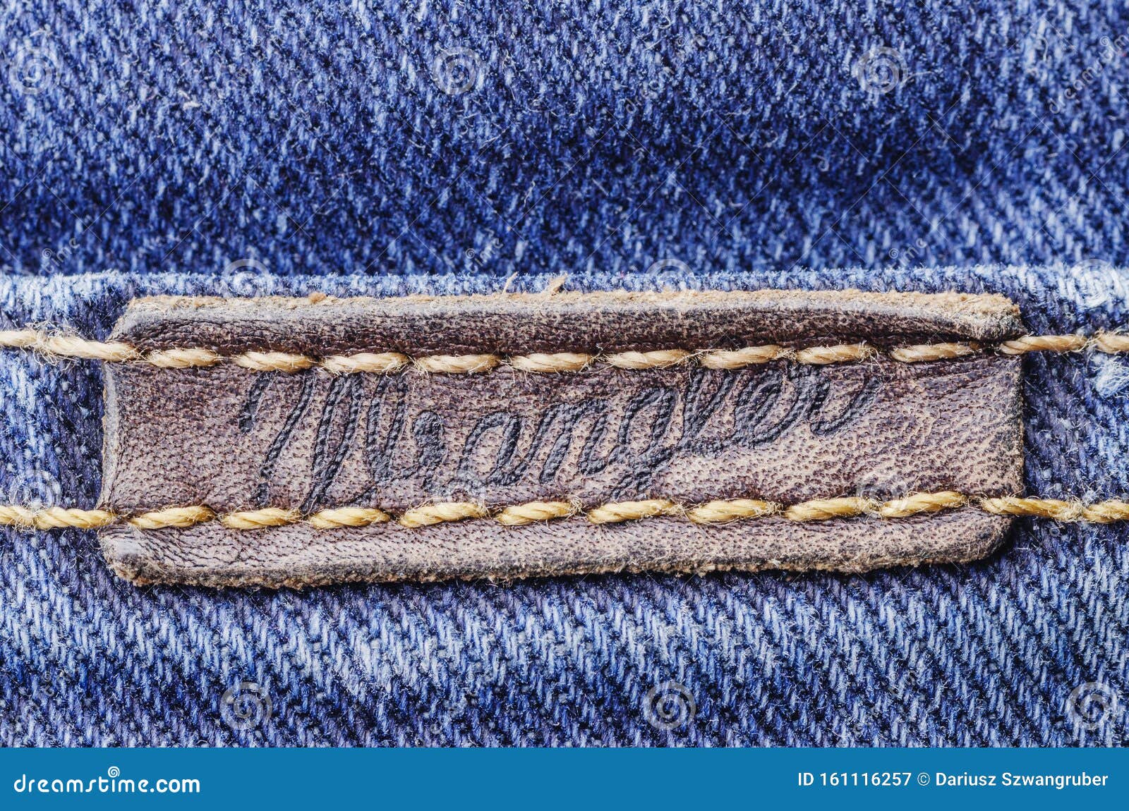 Closeup of Wrangler Label on Blue Jeans. Editorial Photography - Image ...