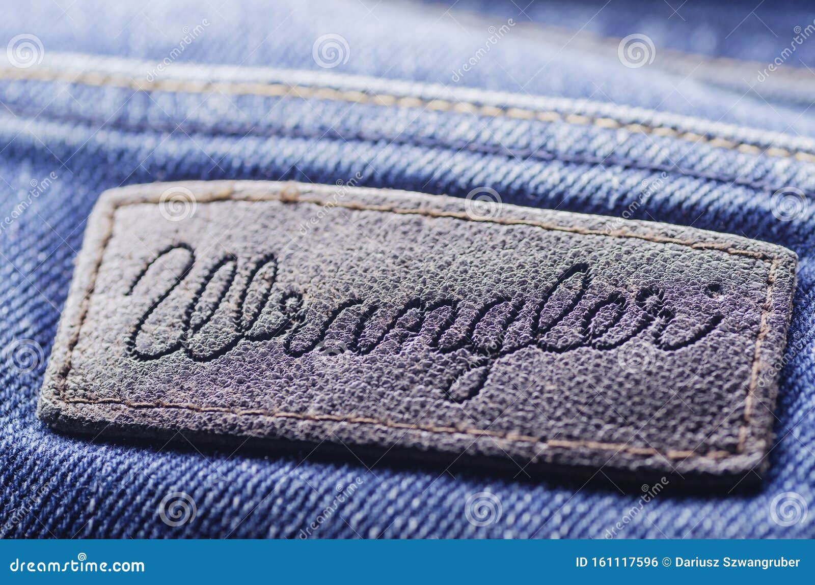 Closeup of Wrangler Label on Blue Jeans. Editorial Photo - Image of ...