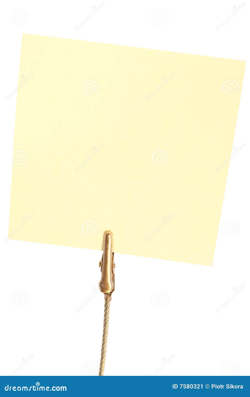 Closeup of Yellow Sticky Note Hold by Clip Stock Image Image of empty
