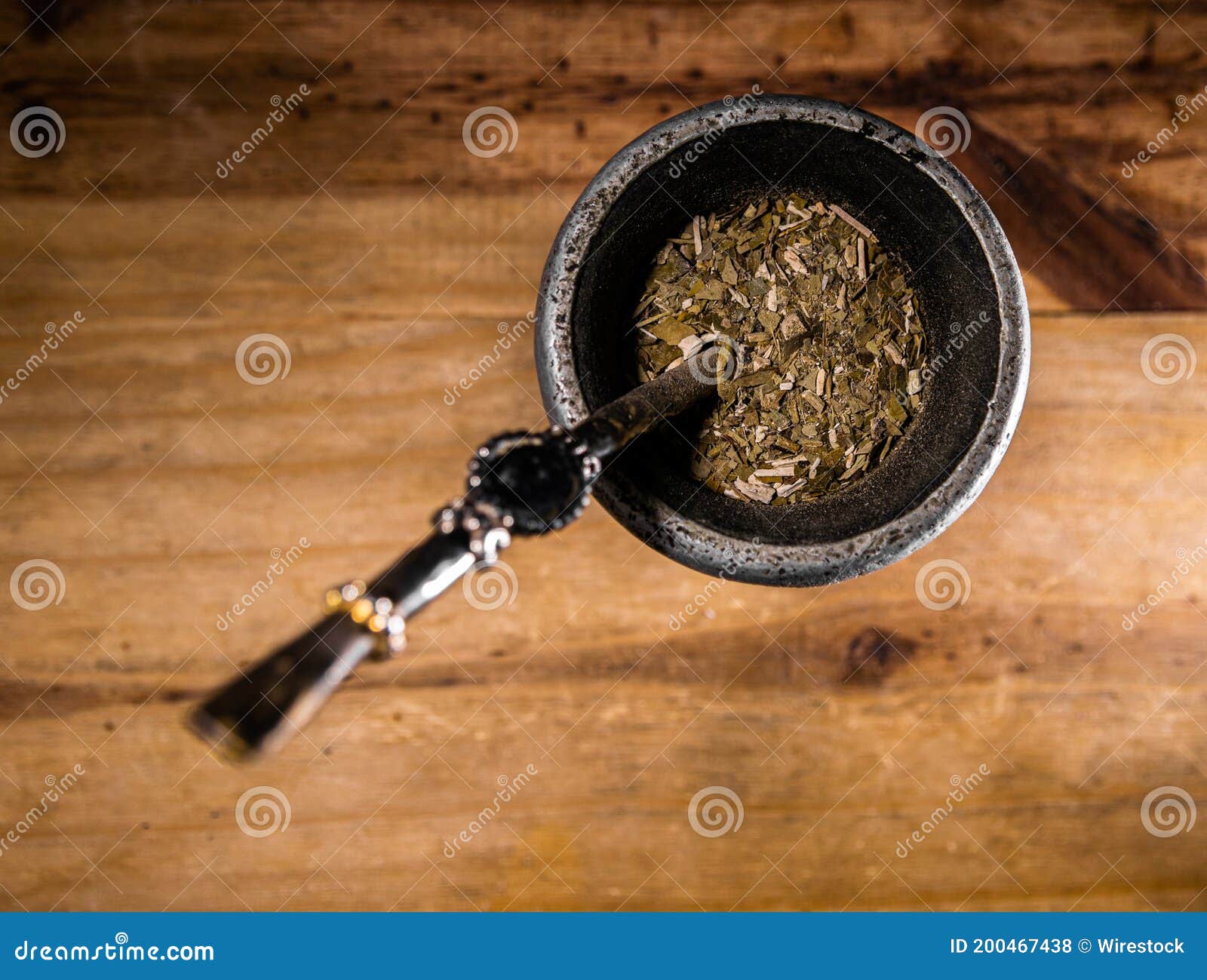 Closeup of a Yerba Mate Plant Dried Leaves in a Calabash Gourd Stock ...