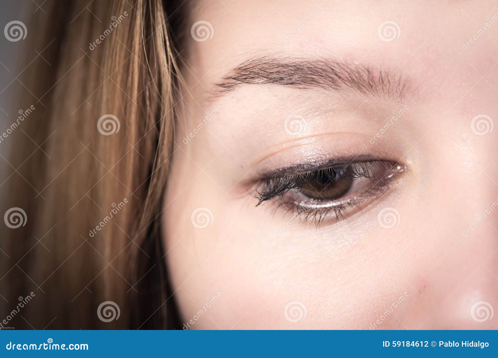 Closeup of Young Girl S Brown Eye Stock Photo Image of close, brown