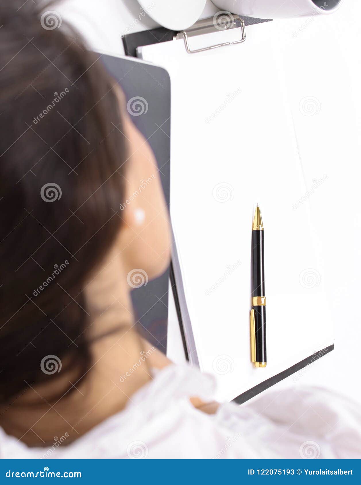 Closeup Young Woman Falling Asleep Sitting At Your Desk Stock