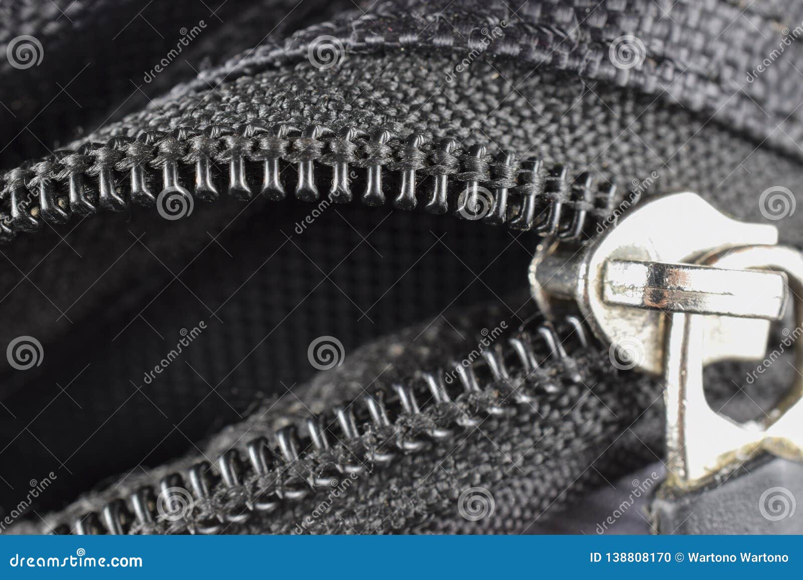 Closeup of a zipper stock photo. Image of leather, zipper - 138808170