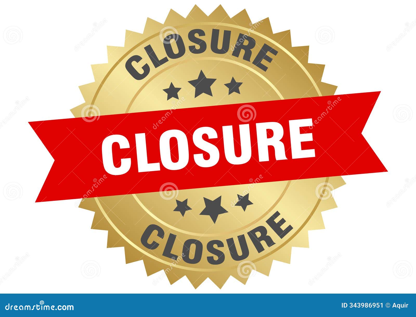 closure. closure round red and gold label  on transparent background