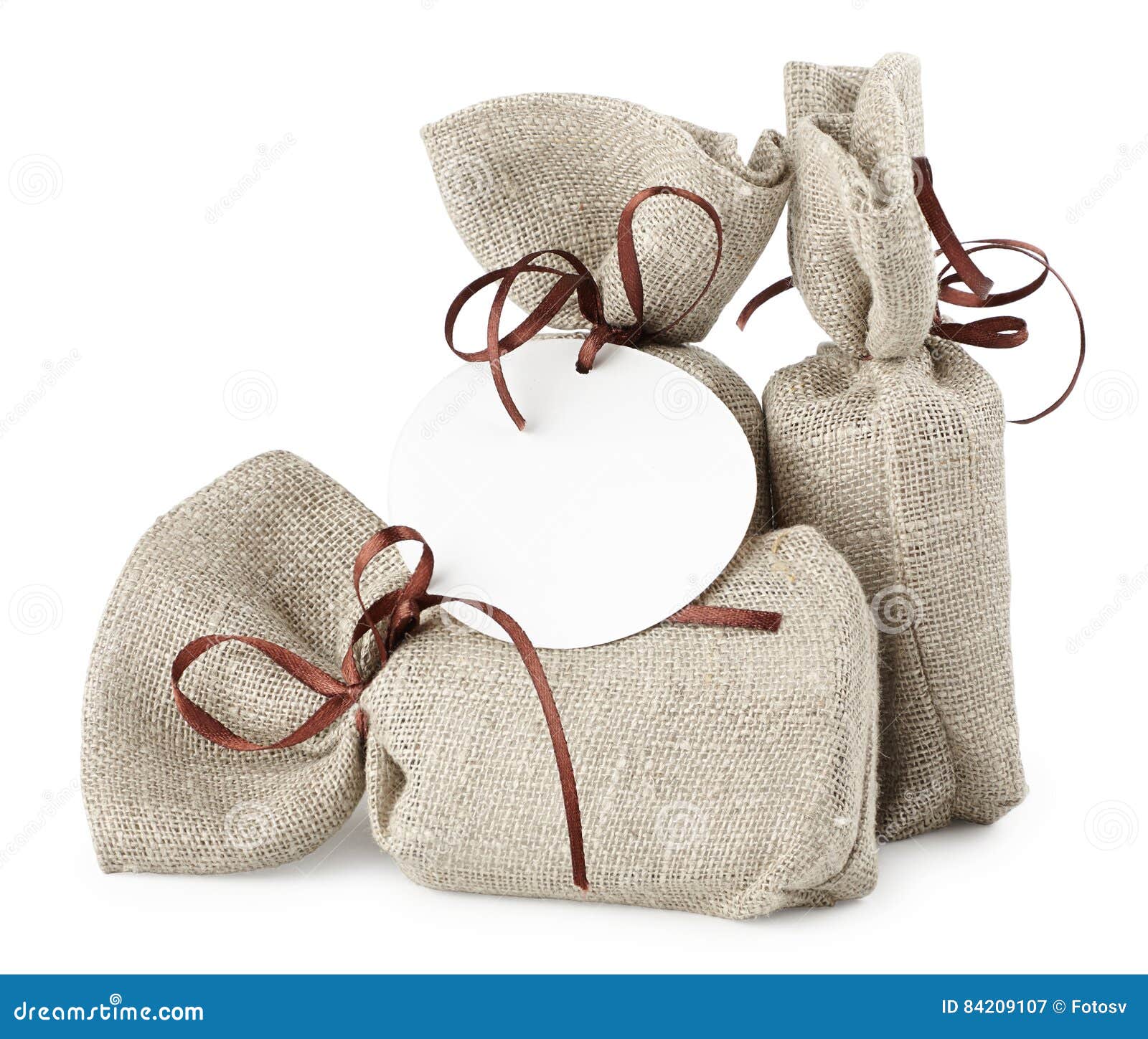 Cloth bag with a gift stock image. Image of blank, decoration 84209107