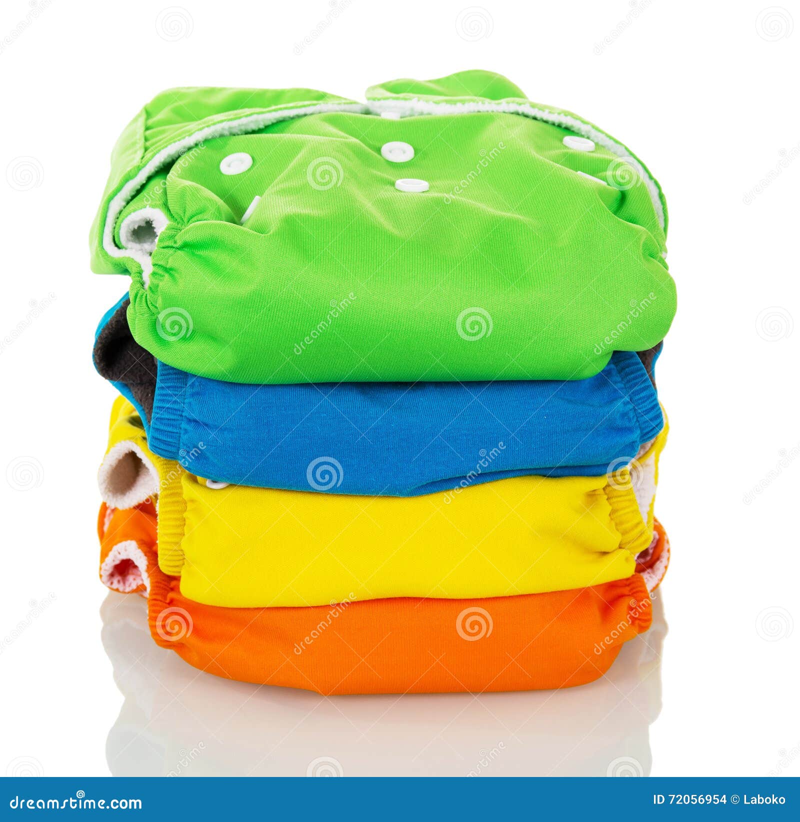 Cloth Diapers Environmentally Friendly Isolated on White. Stock Photo